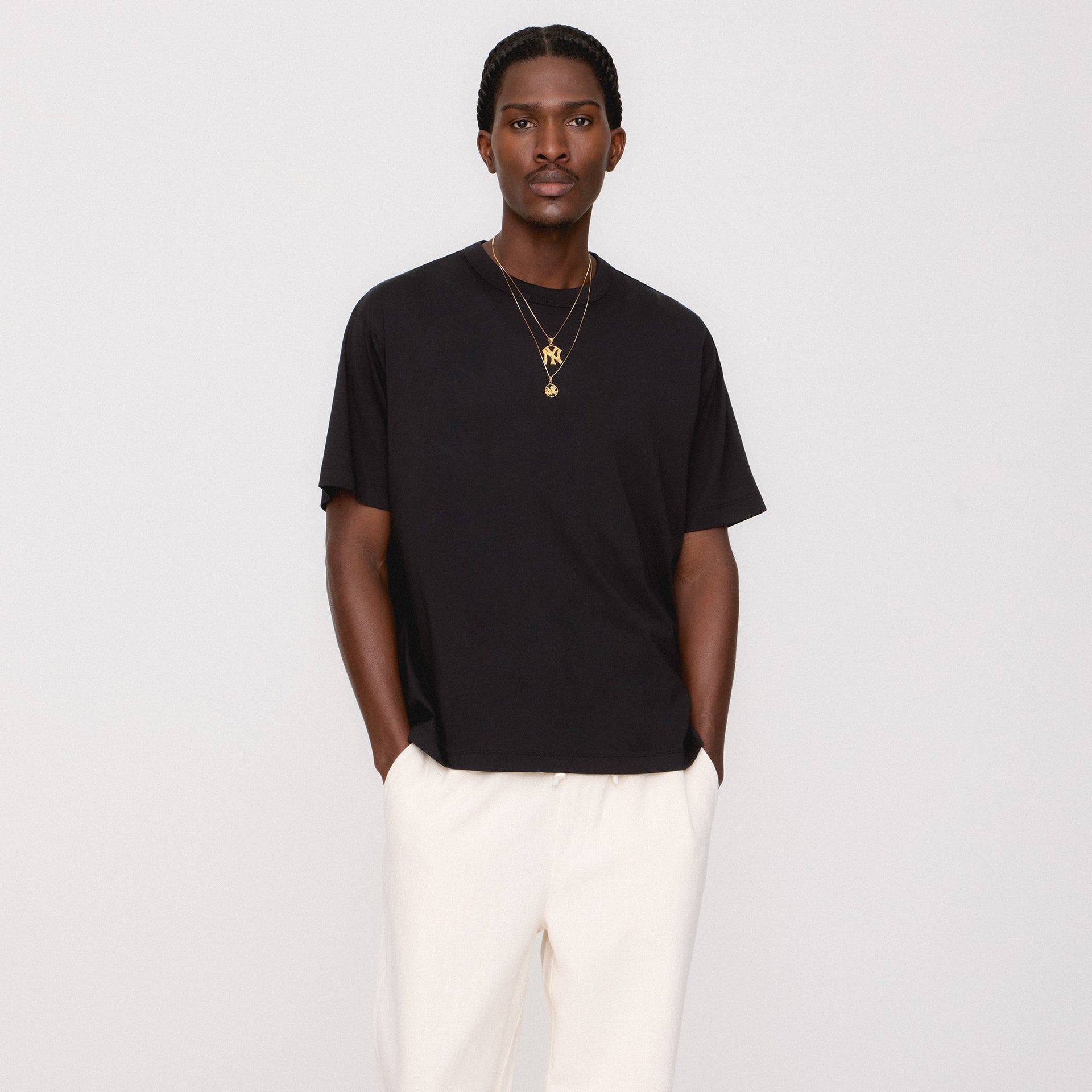 &Kin Pima Jersey Alex Boxy Tee - Black - PH