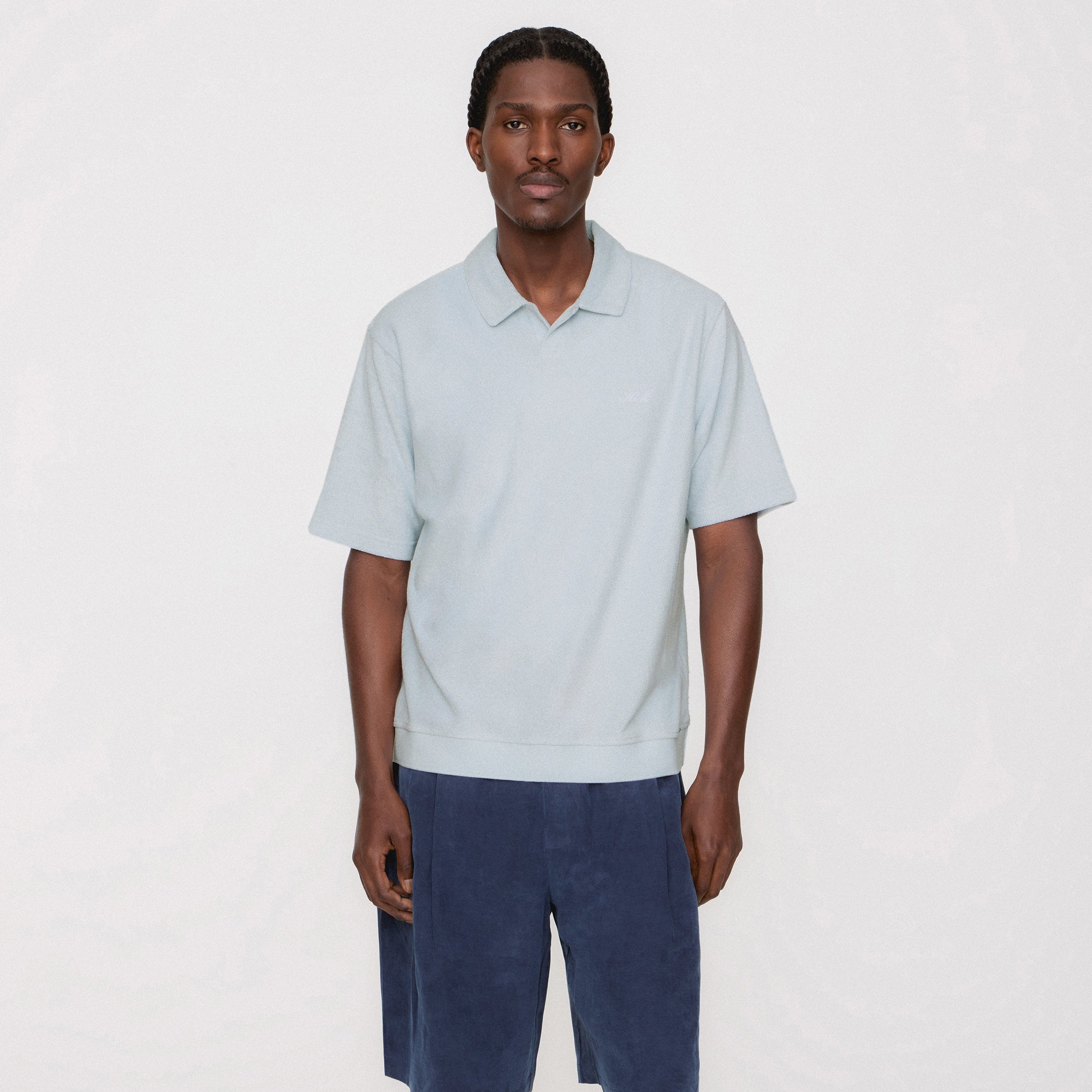 【KITH NYC】Kith プラッシュテリーレオポロ ライトインディゴ 25043_Kith_S25_Mens_Ecomm_2504