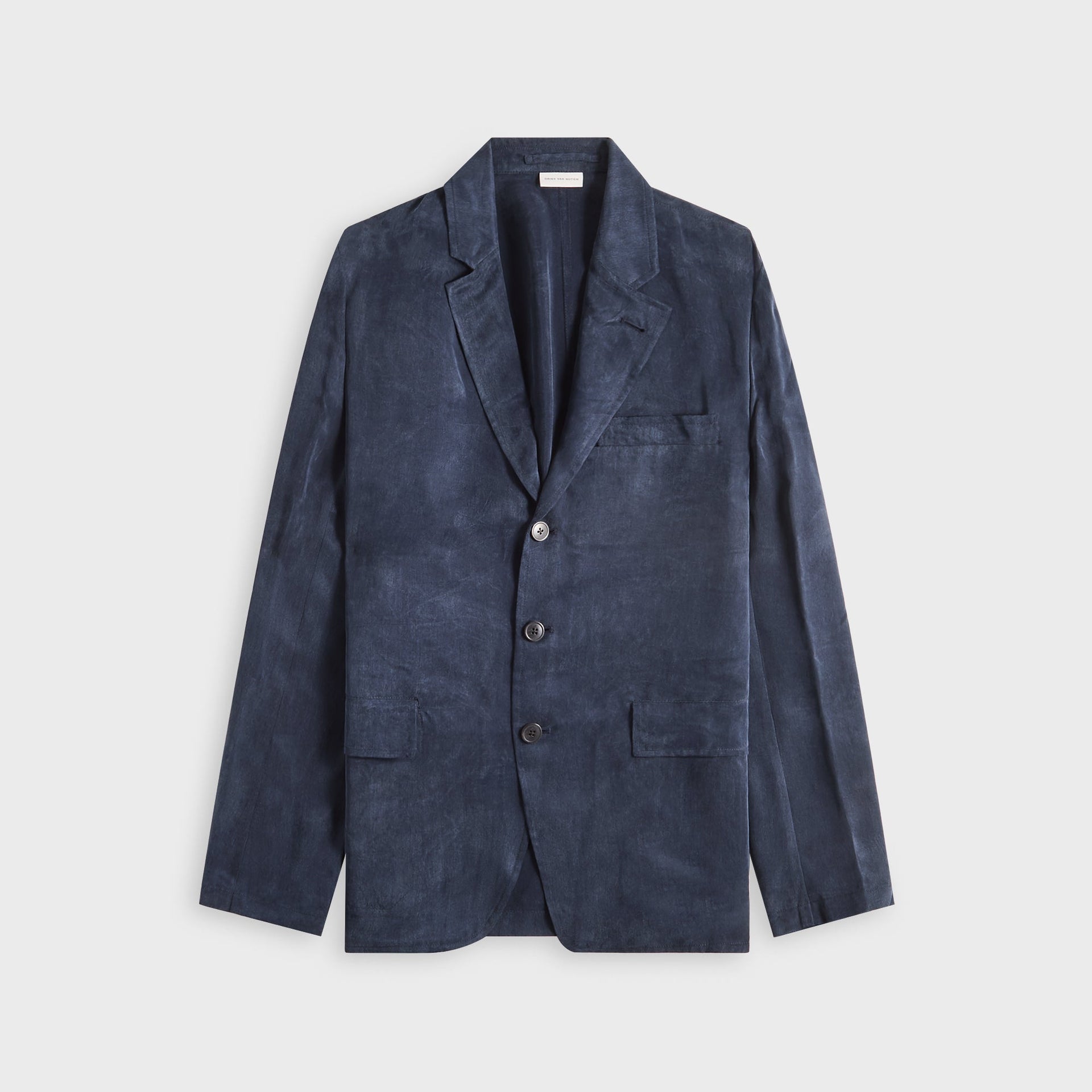 Dries Van Noten Sand Washed Cupro Jacket - Navy