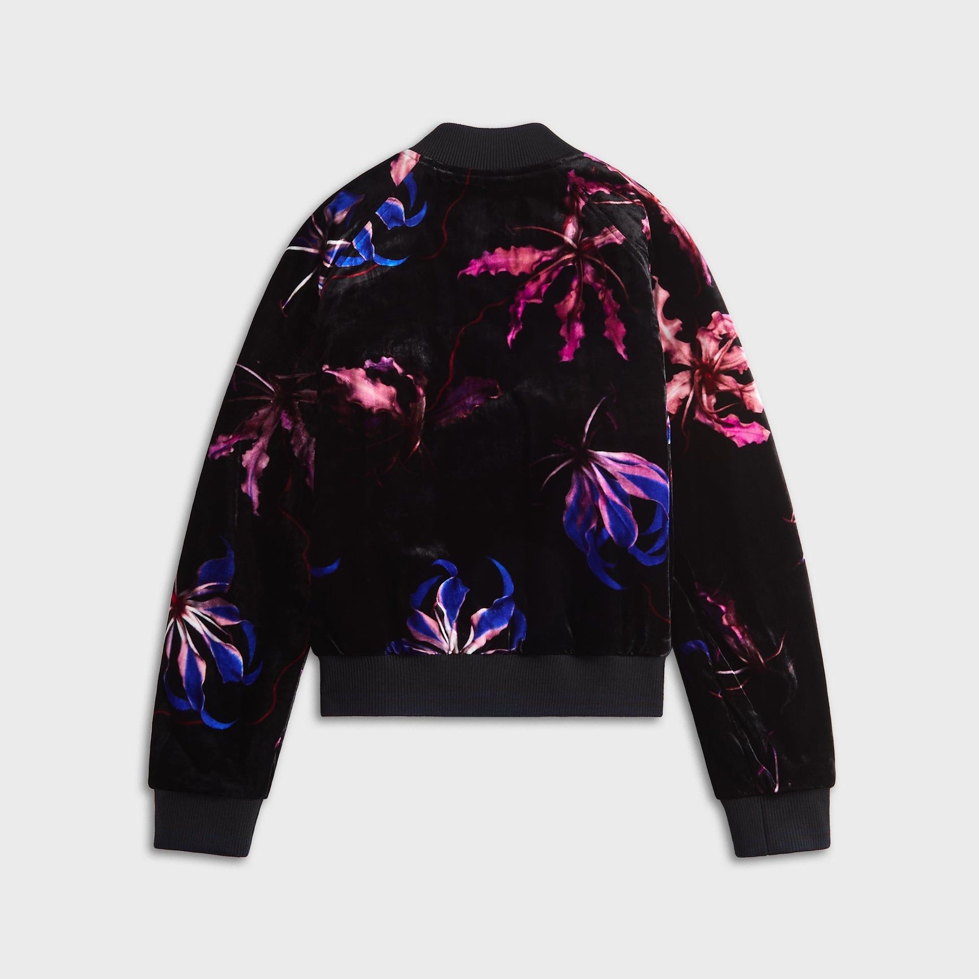 Dries Van Noten Dragon Flower Print Viscose Silk Velvet Jacket - Black