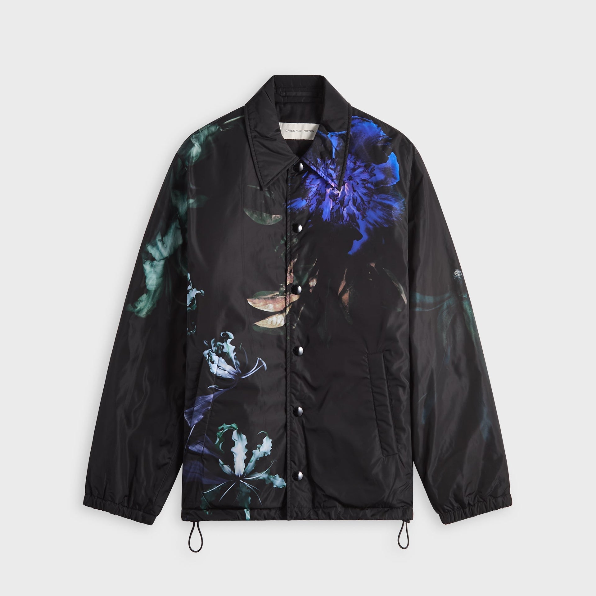 Dries Van Noten Flower Print Water Repellent Nylon Jacket - Black