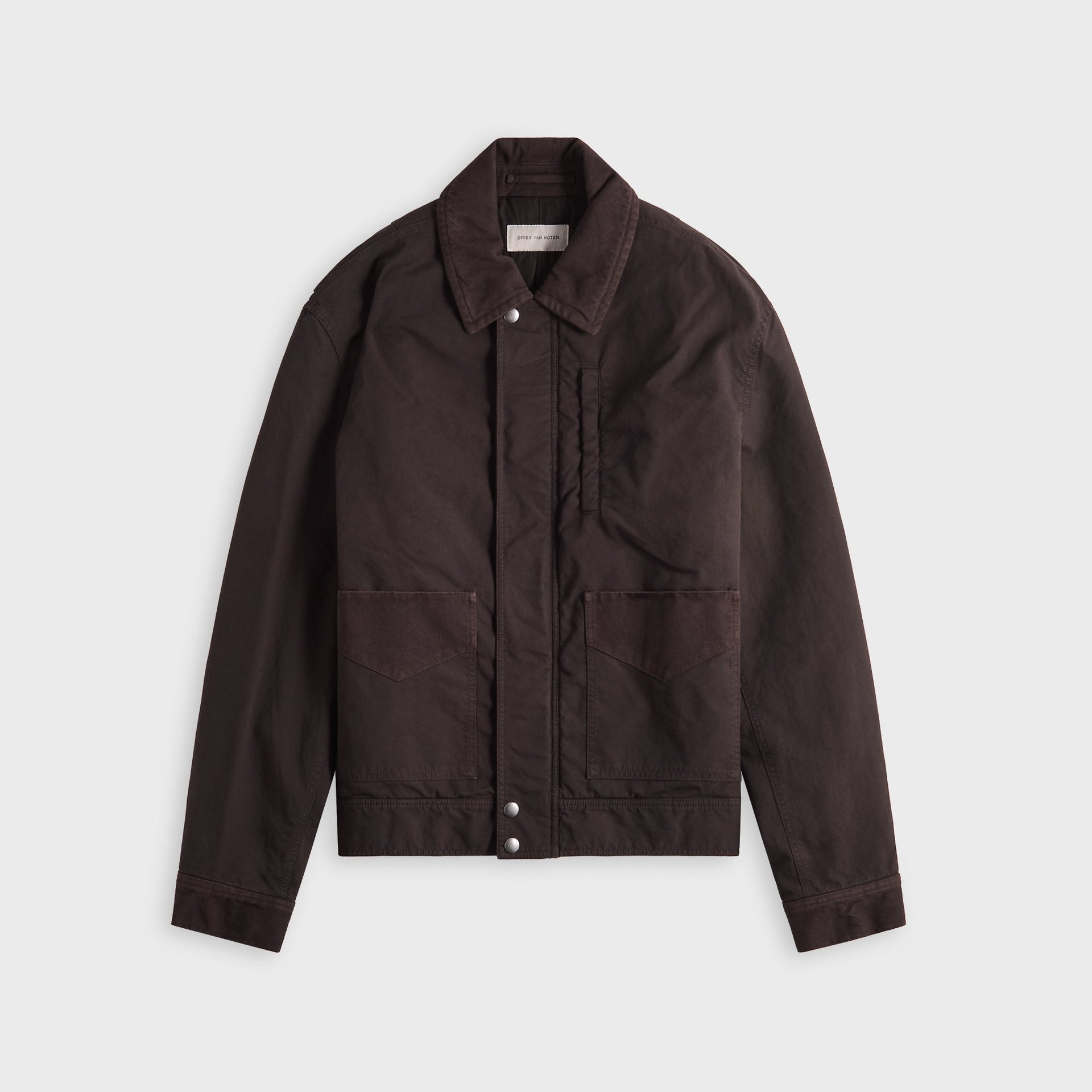 Dries Van Noten Overdyed Double Weave Compact Cotton Jacket - Brown