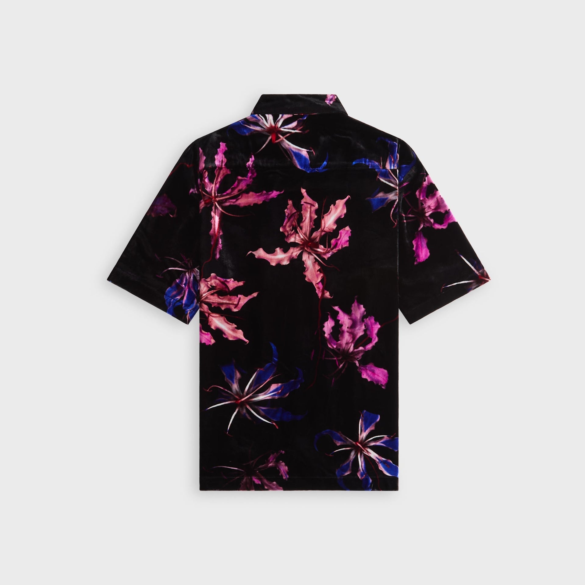 Dries Van Noten Dragon Flower Print Viscose Silk Velvet Shirt - Black