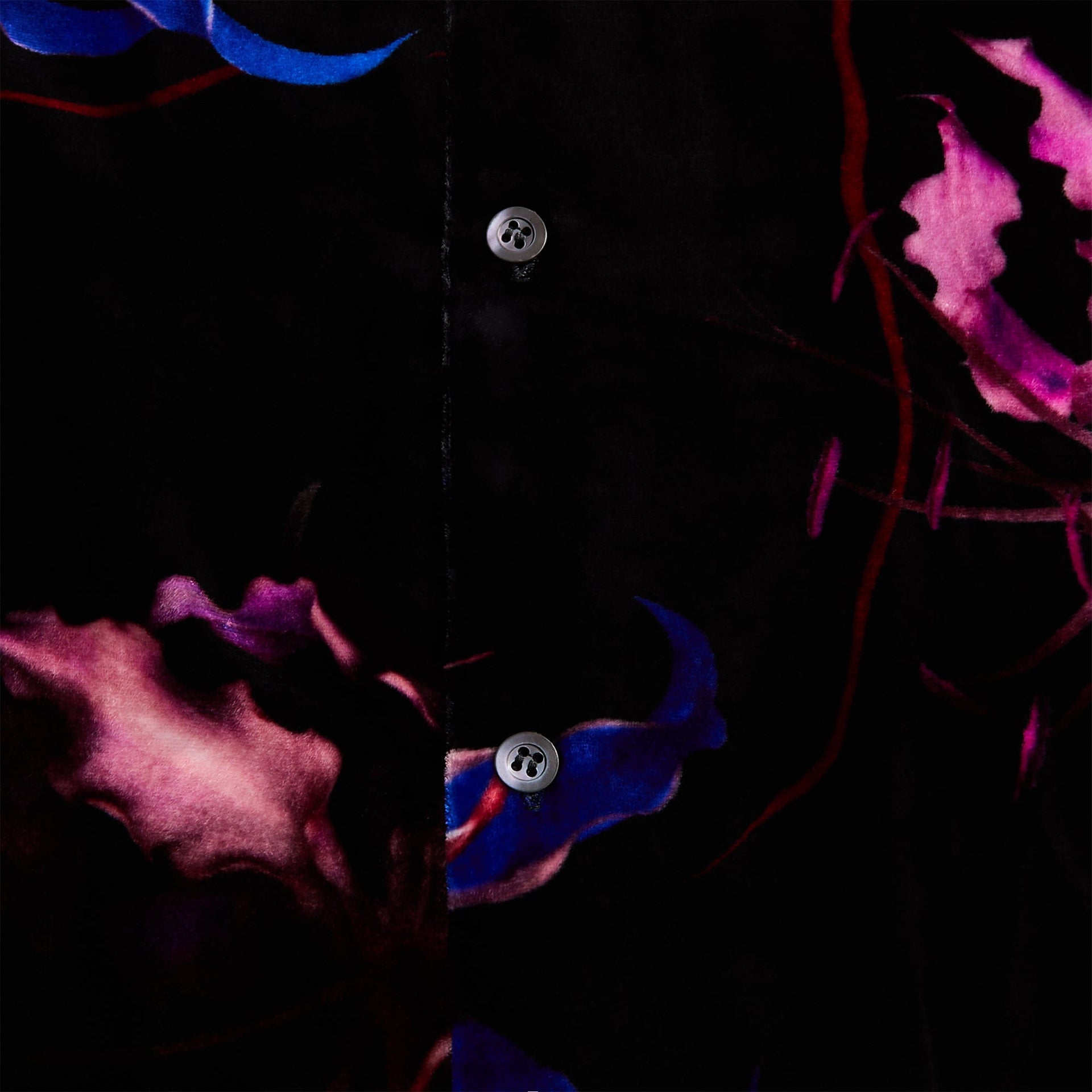 Dries Van Noten Dragon Flower Print Viscose Silk Velvet Shirt - Black