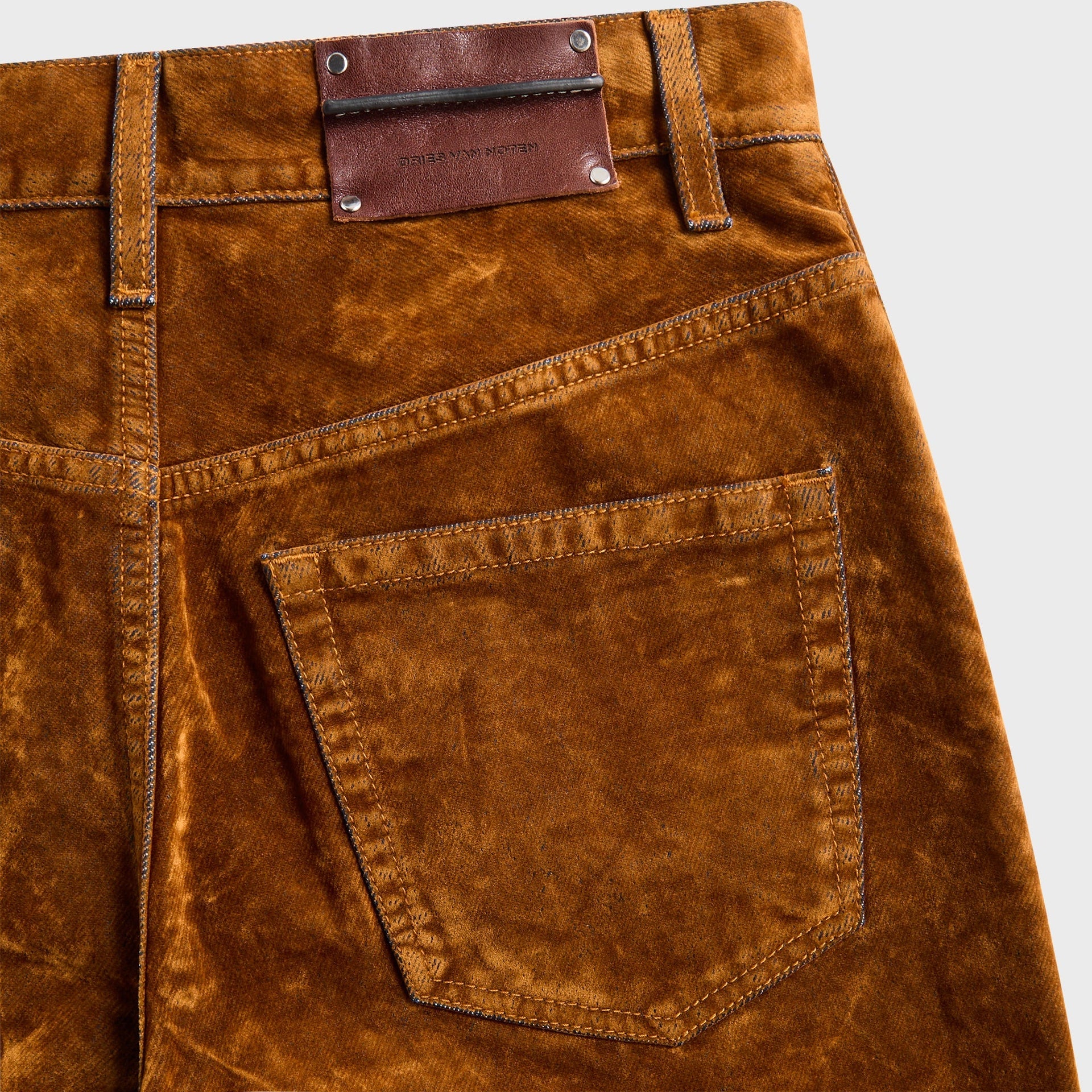 Dries Van Noten Flocked Rinse Wash Pant - Umber