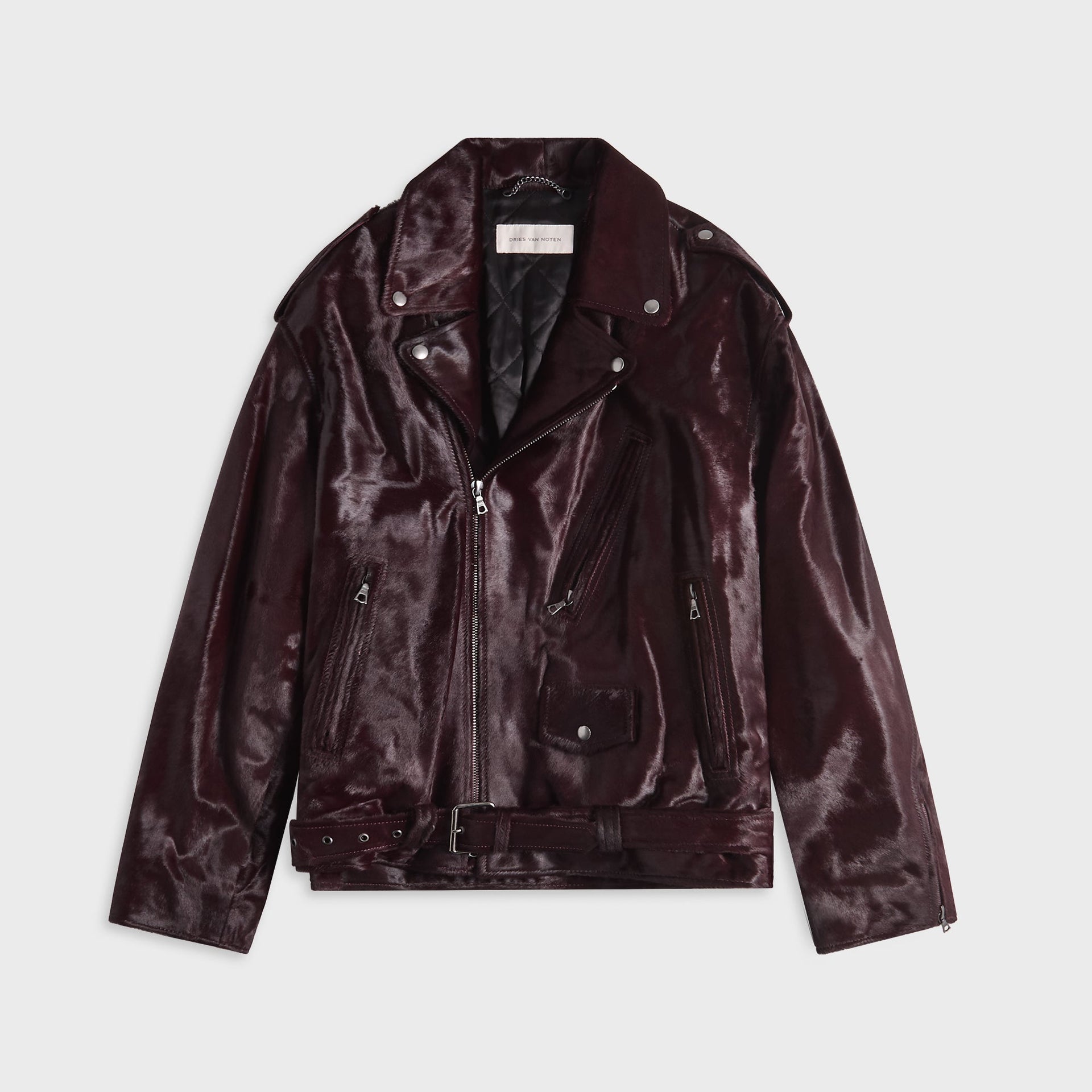 Dries Van Noten Pony Leather Jacket - Burgundy