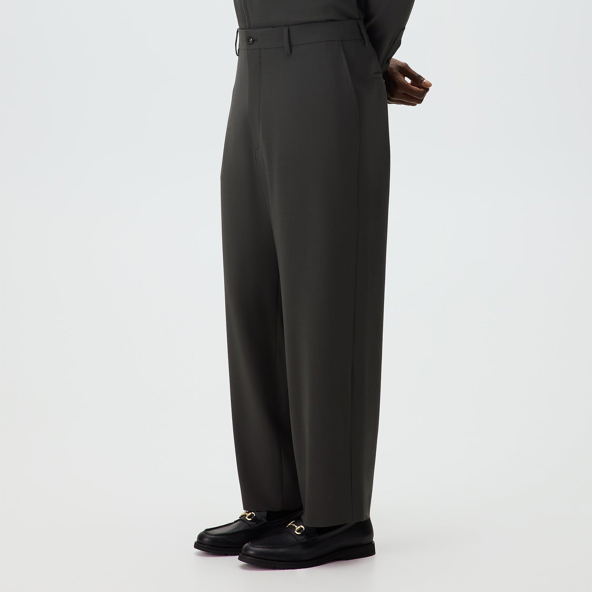 Giorgio Armani & Kith &Kin Milano Crepe Flat Front Trouser - Dark Ash