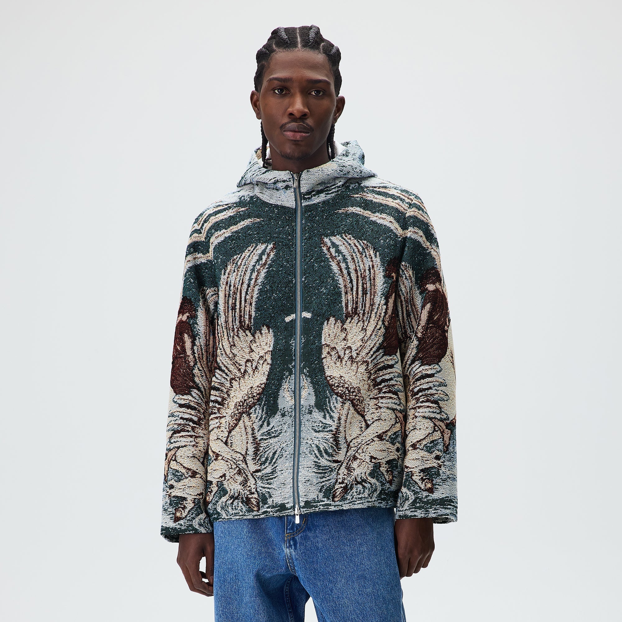 kith 21AW ペイズリー柄　フーディ Kith Braden Tapestry Full Zip Hoodie - Waffle