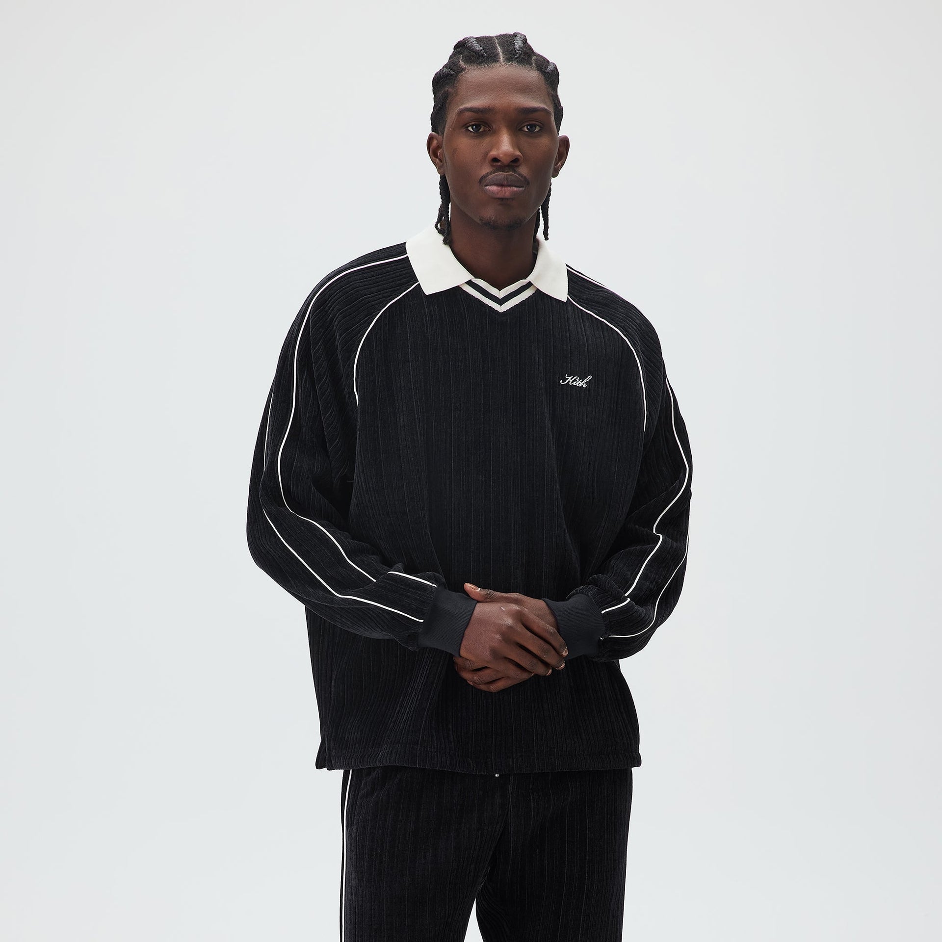 Kith Velvet Corduroy Long Sleeve Trevor Polo - Ink