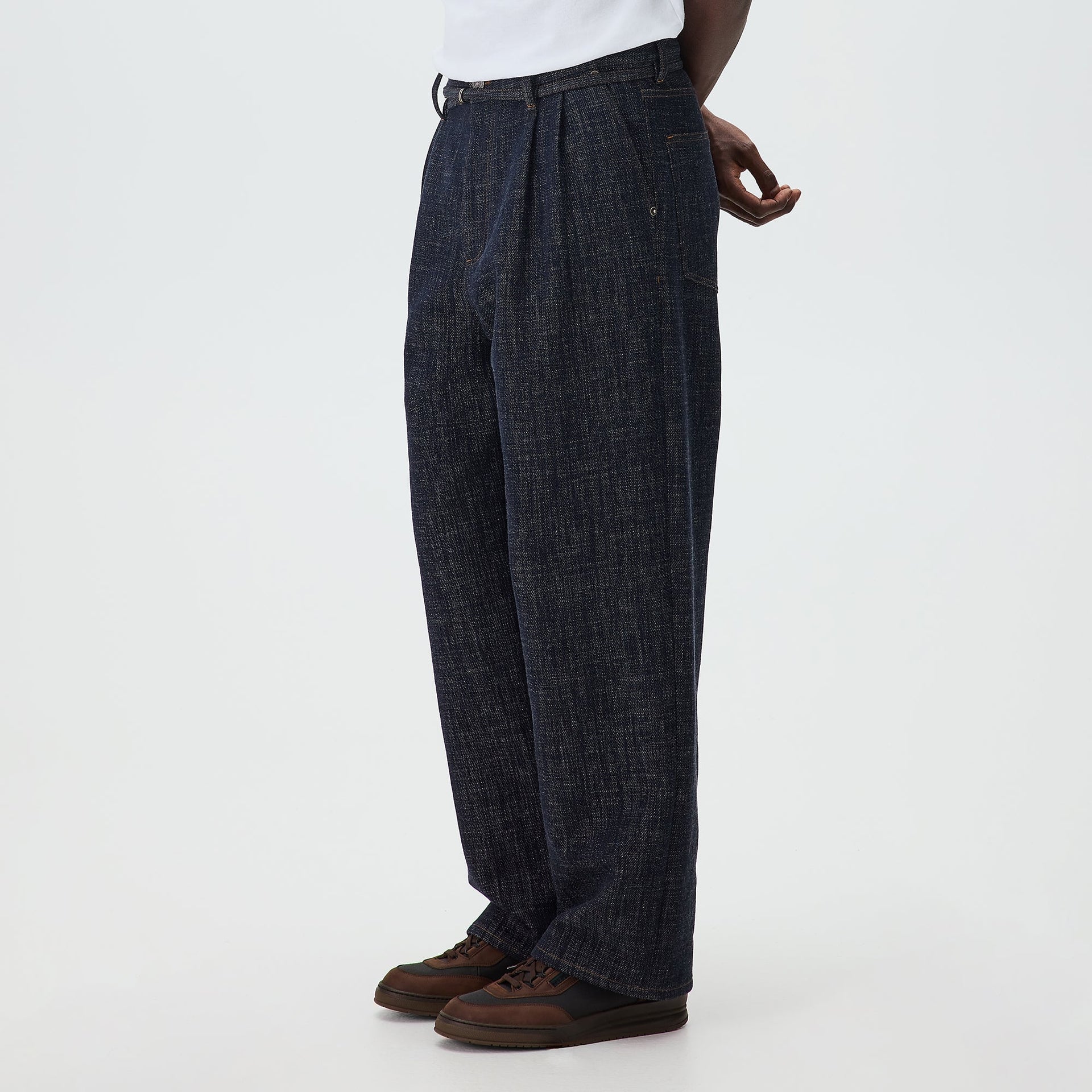 &Kin Eli Pleated Trouser - Blue Navy