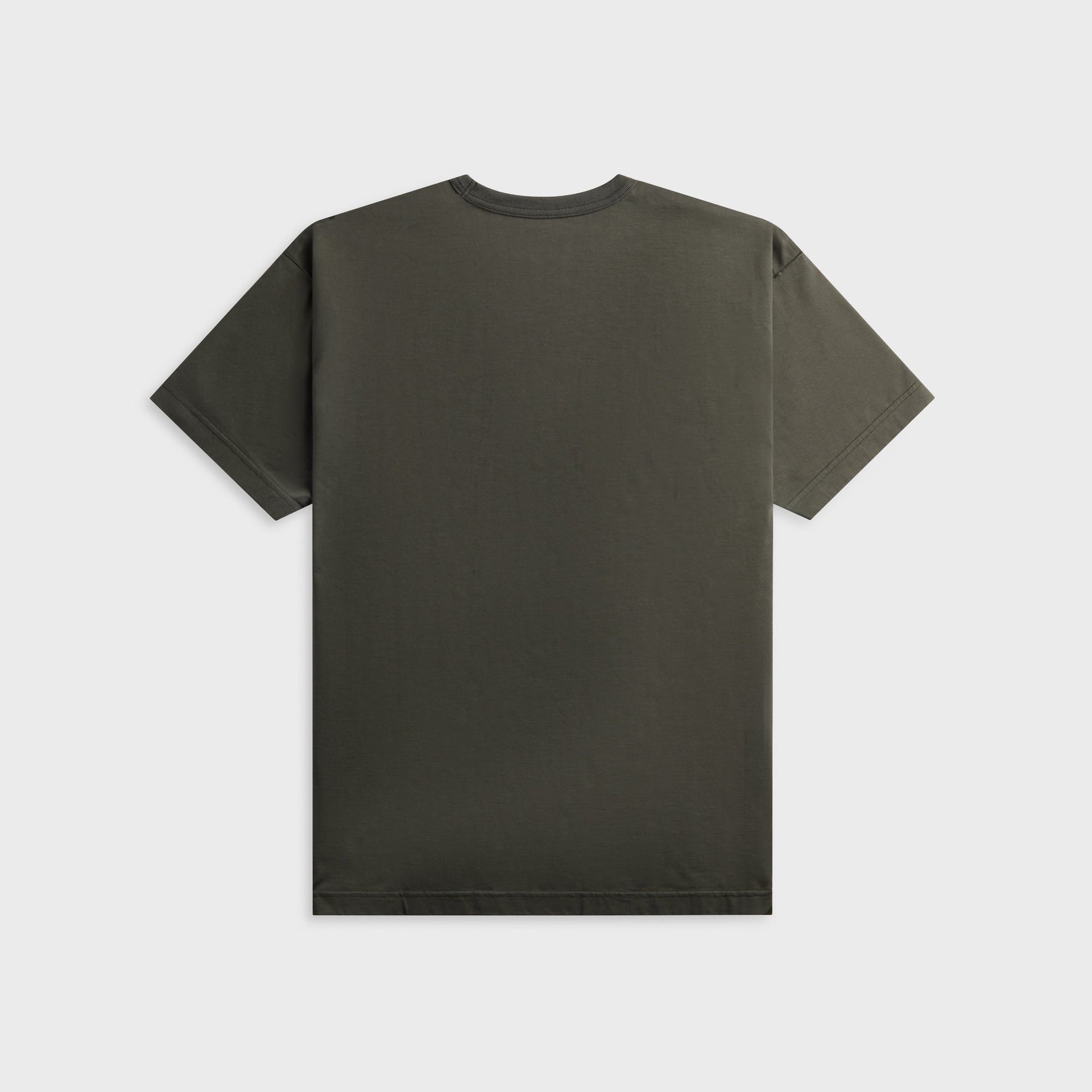 WTAPS Lim olive green cotton tee, back view, flat lay