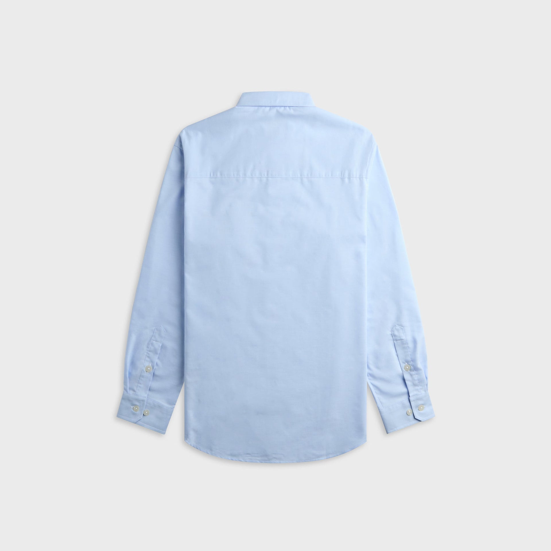 WTAPS BD 01 light blue oxford long sleeve shirt, back view, flat lay