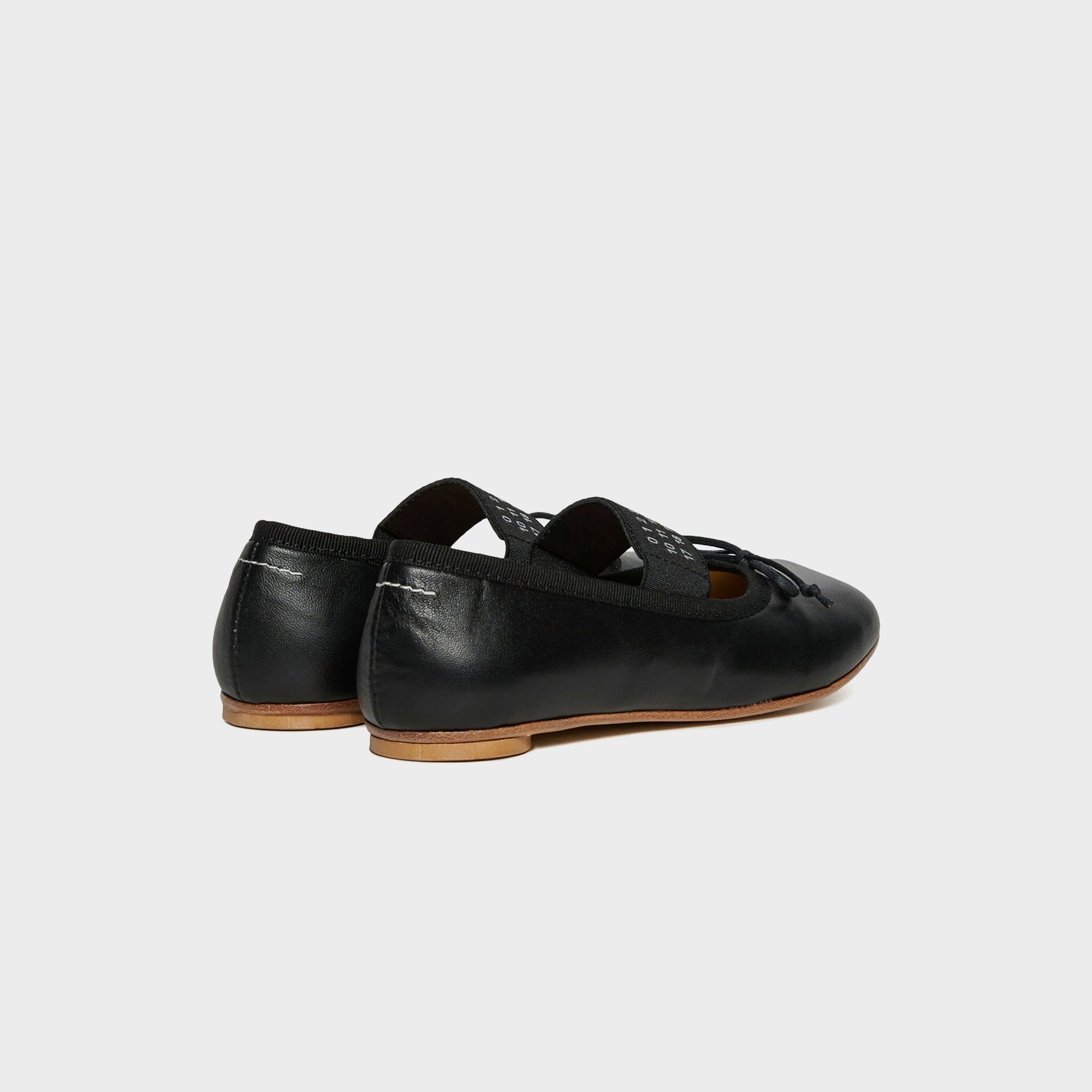 MM6 Maison Margiela Kids Leather Anatomical Toe Ballet Flats - Black