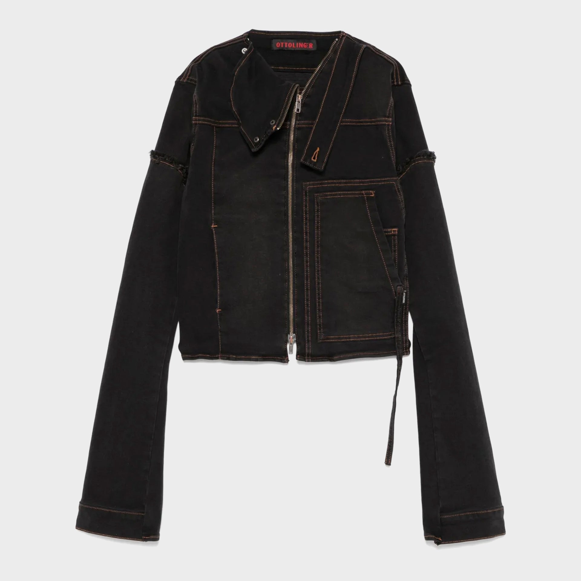 Ottolinger Drape Collar Denim Jacket - Grey
