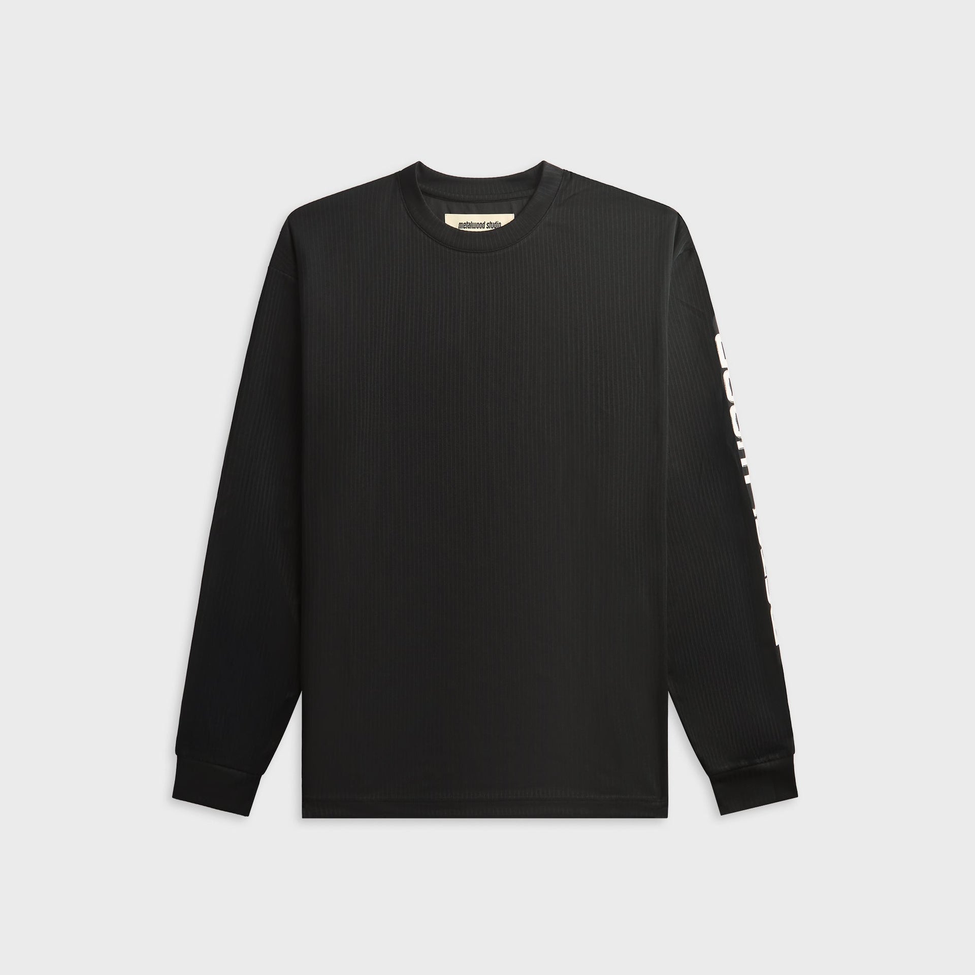 Metalwood Long Sleeve Moto Crewneck Top - Black