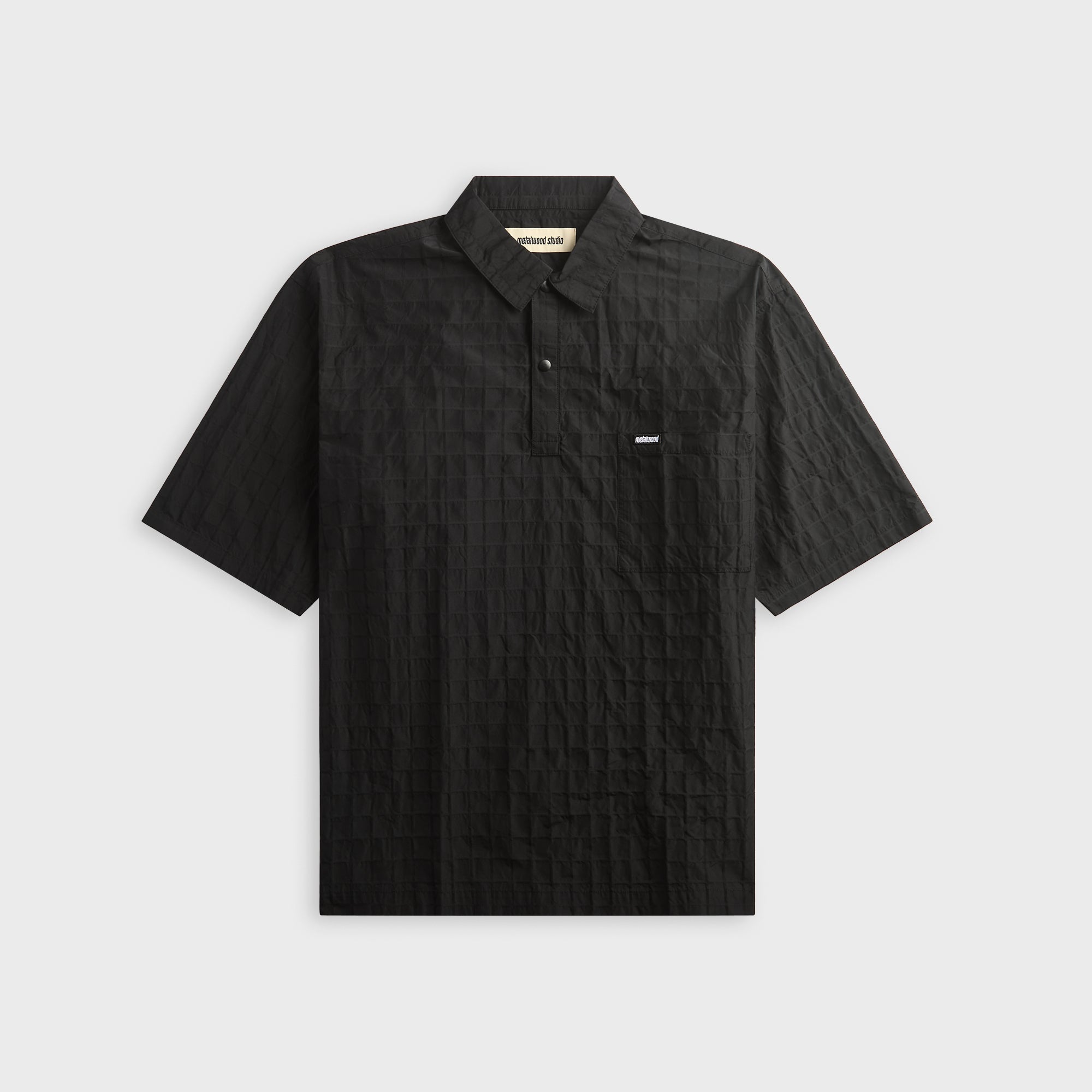 Metalwood Oversized Snap Top Polo - Black – Kith