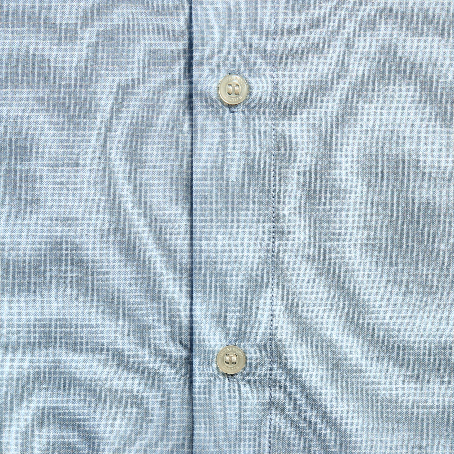 Metalwood Micro Grid Oversized Button Up Shirt - Sky