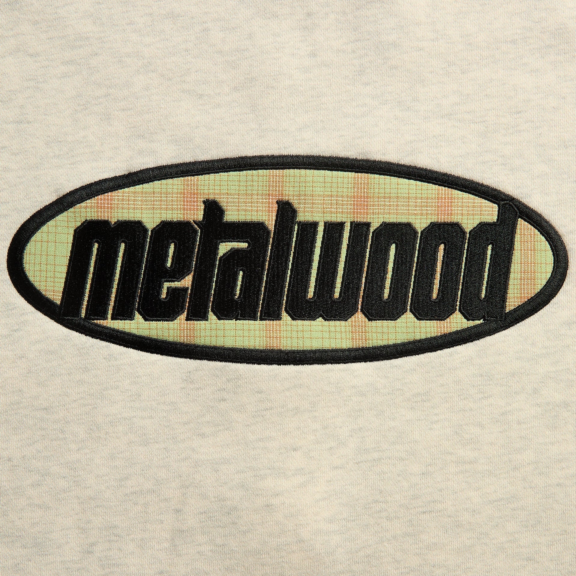 Metalwood Plaid Oval Logo Raglan Crewneck Sweatshirt - Heather Grey