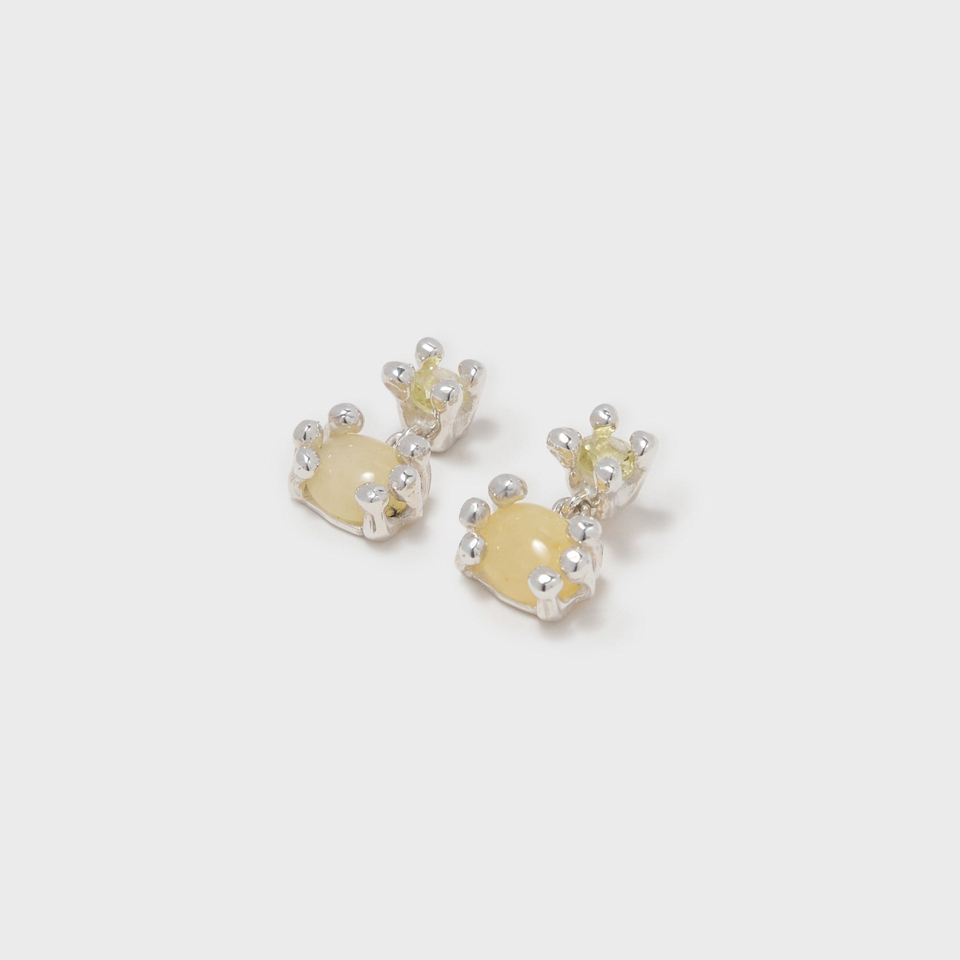 Faris Dotto Bug Drop Earrings - Silver / Pineapple Jasper