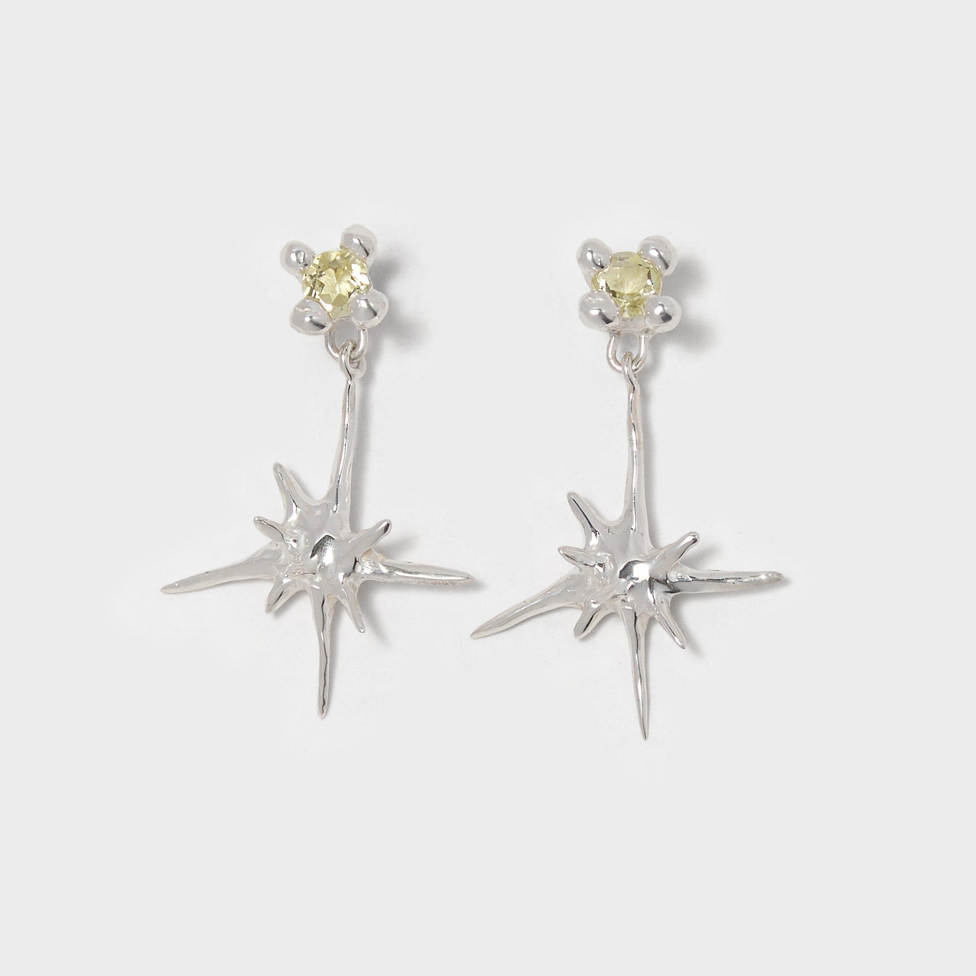 Faris Uni Gem Drop Earrings - Sterling Silver / Lemon Topaz