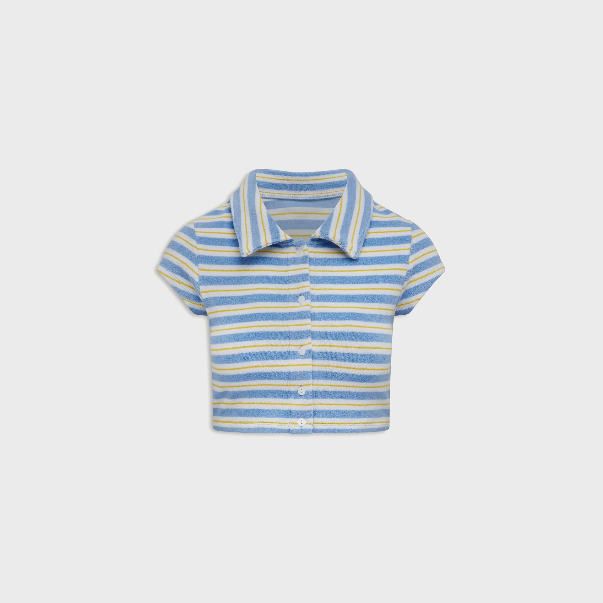 Frankies Bikinis Laurel Terry Button Up Top - Ashbury Stripe