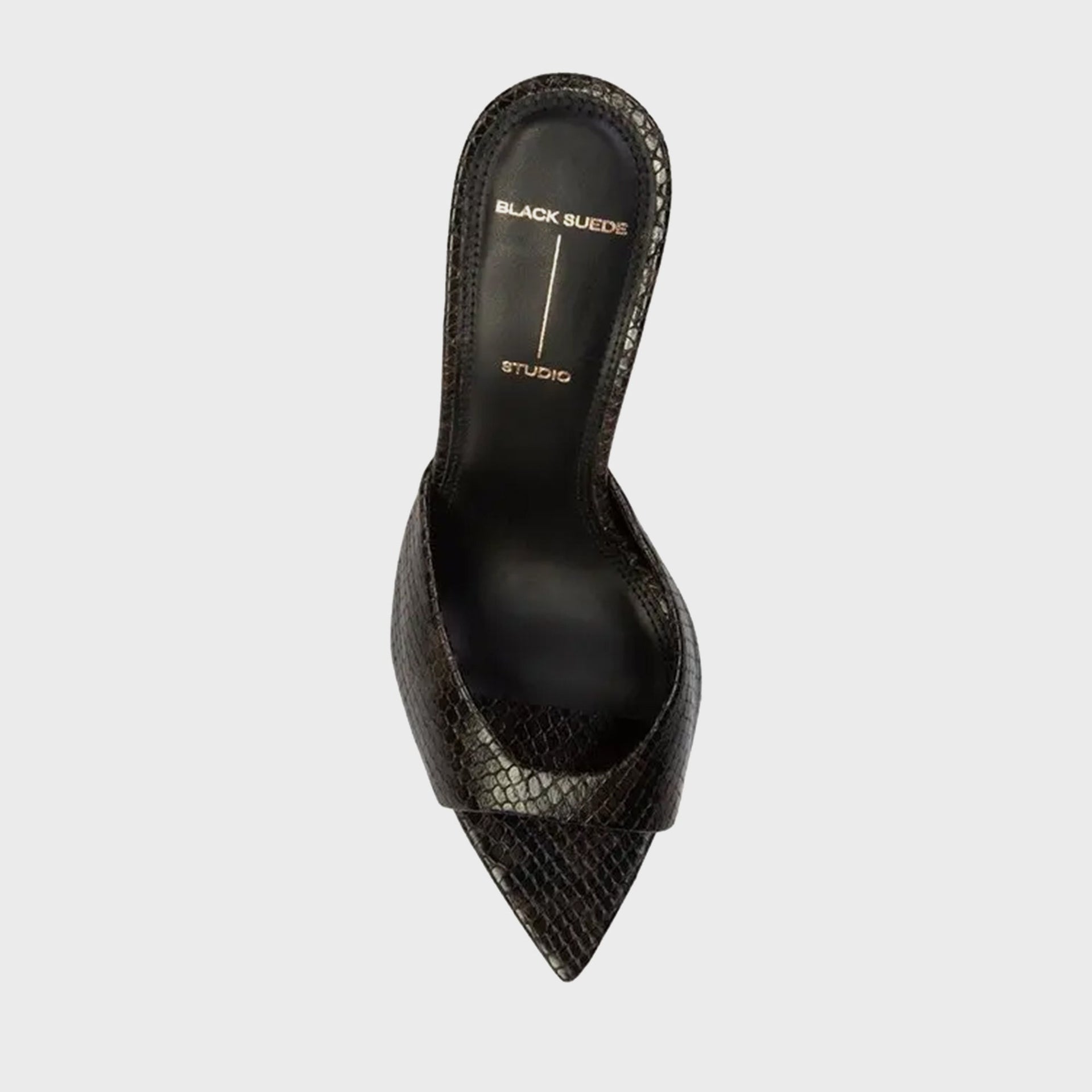 Black Suede Studio Brea Mule - Brown Printed Snake