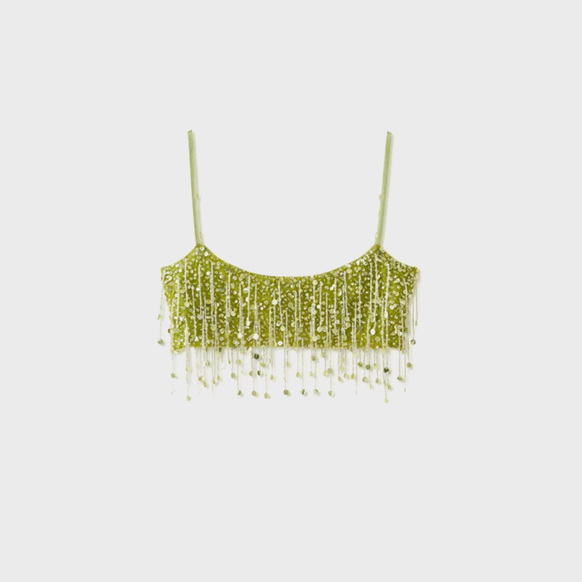 Asta Resort Yasmin Hand Beaded Bralette - Chartreuse