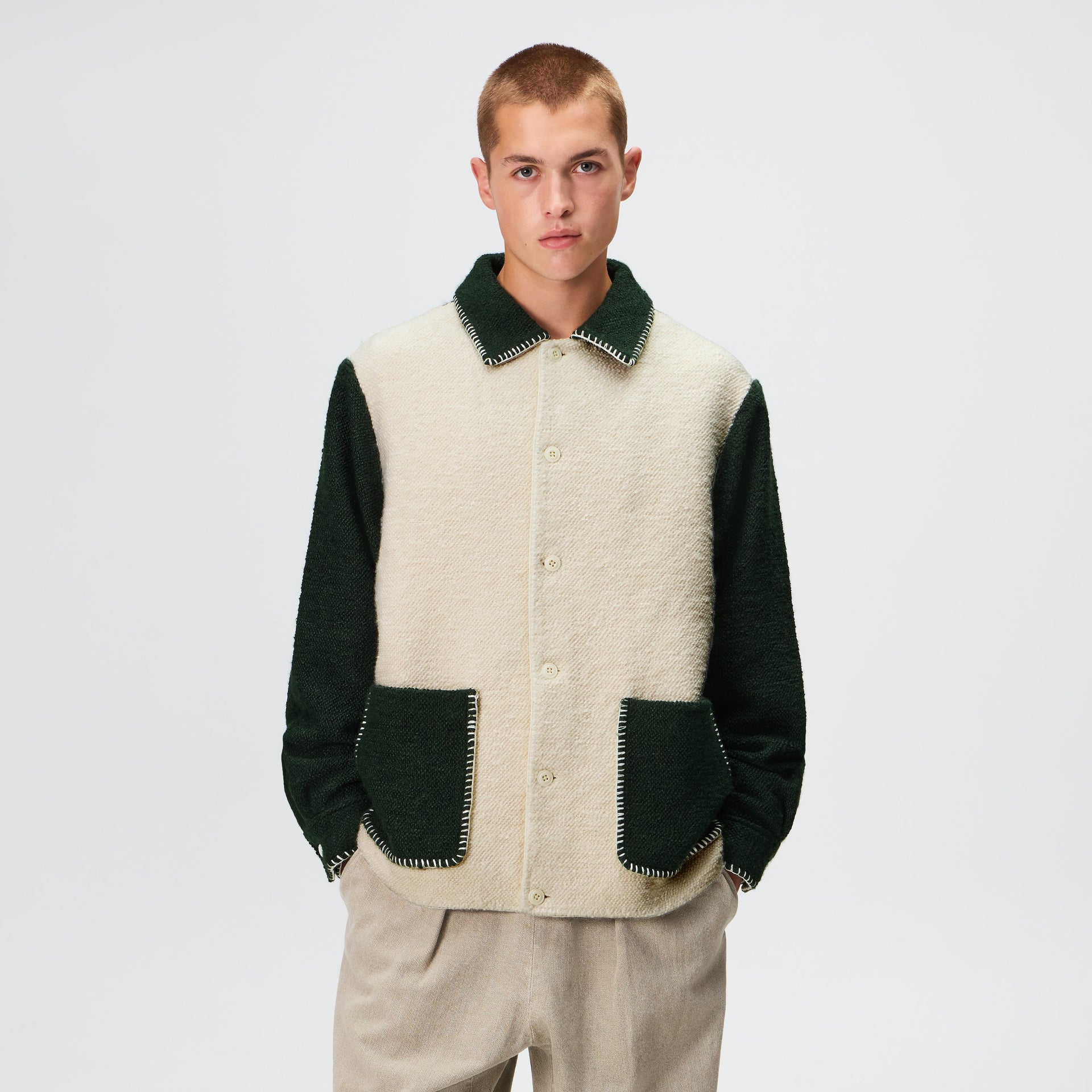 Kith Boucle Boxy Collared Overshirt - Sandrift