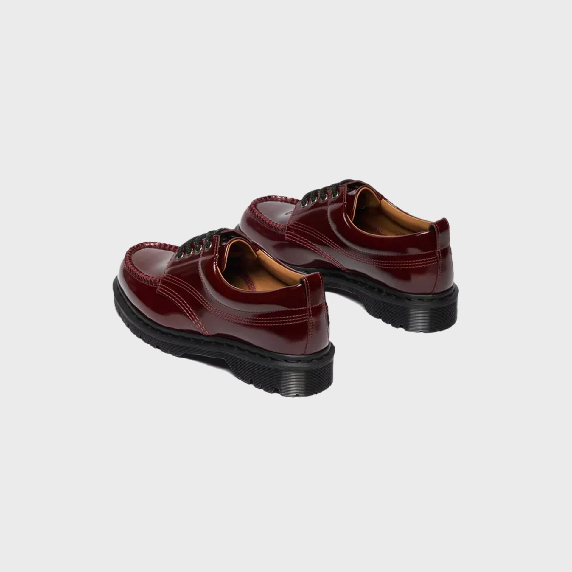Dr. Martens Laquered Leather Moc Toe Lowell - Cherry Red