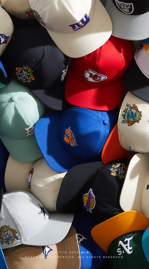 
        Snapback hats from the Kith for '47 Brand collection.
      

