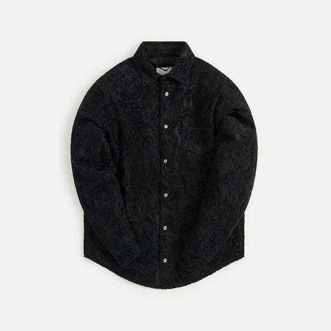 4S Designs Chenille Jacquard Lace Over Shirt - Black
