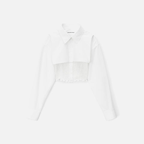 T by Alexander Wang Smocked Cami Overshirt Tinset - White