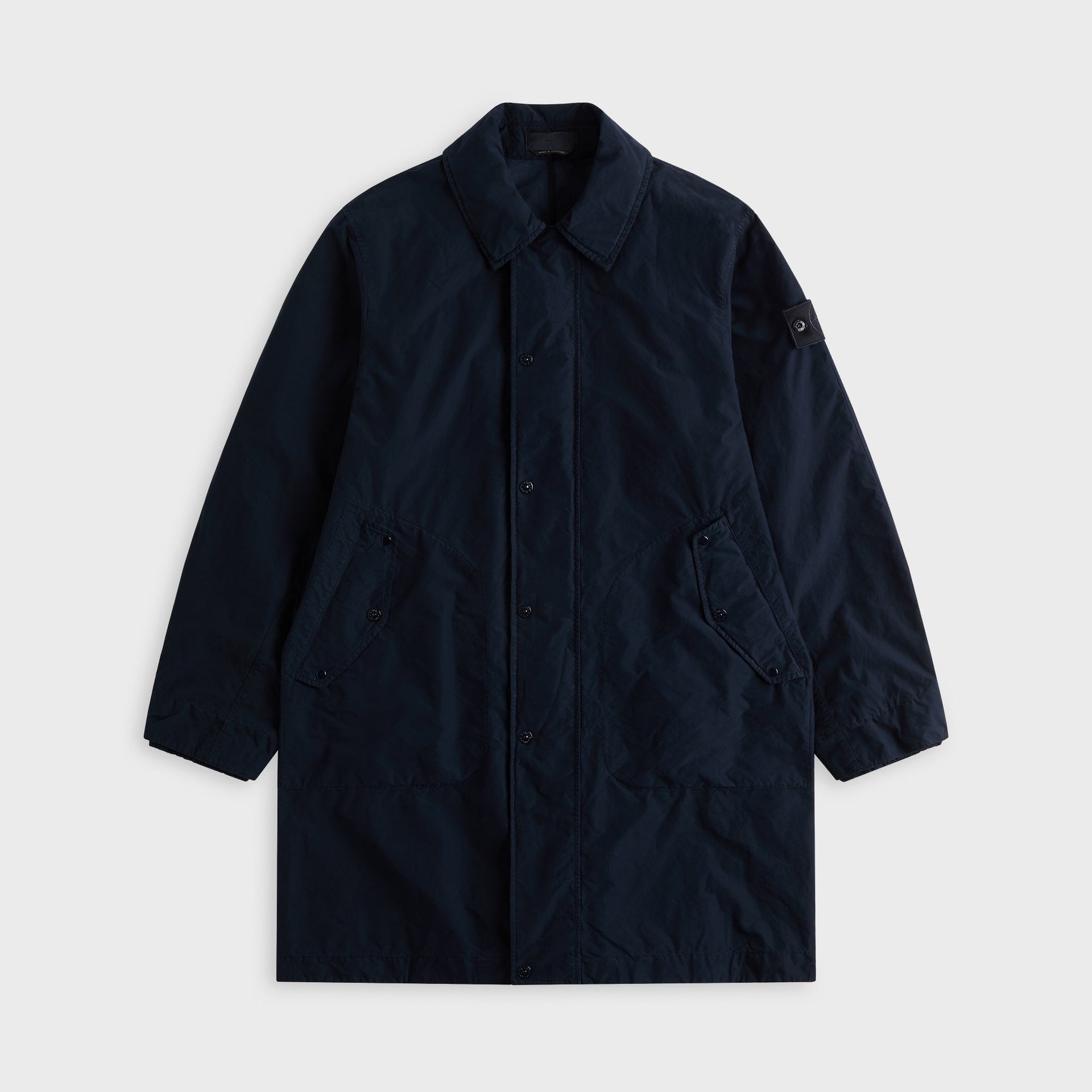Stone Island Polyester Blend Trench Coat - Navy Blue