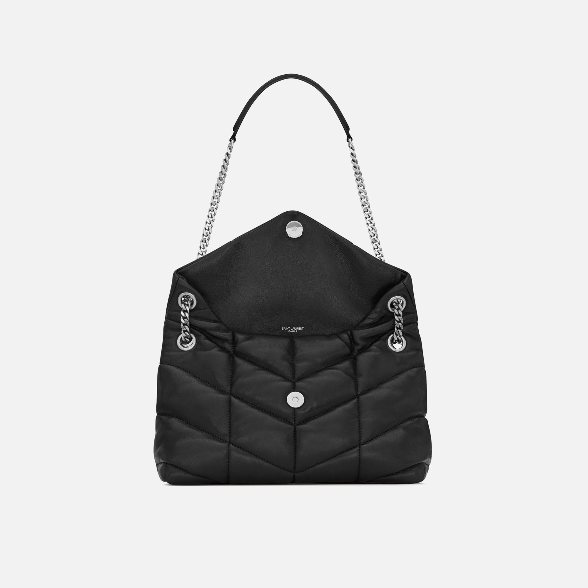 SAINT LAURENT PARIS｜ (577476 1EL00 1000) Saint Laurent YSL Puffer S Bag - Nero / Silver Hardware – Kith