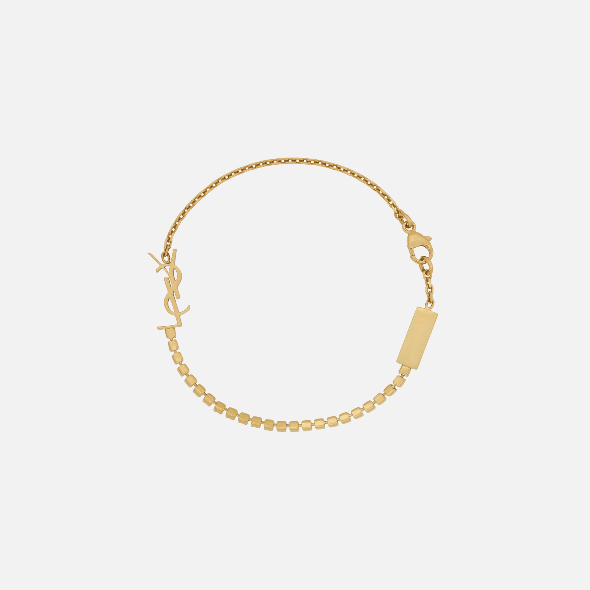 Saint Laurent Monogram Bracelet with Crystals - Yellow Gold