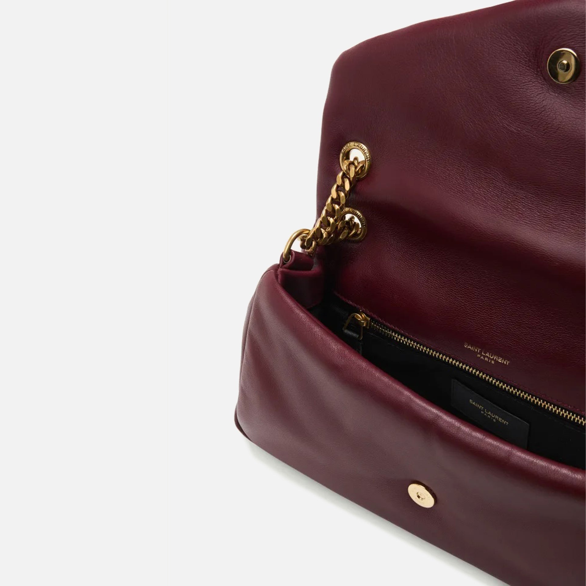 Saint Laurent YSL Calypso Puffer Bag - Dark Bordeaux