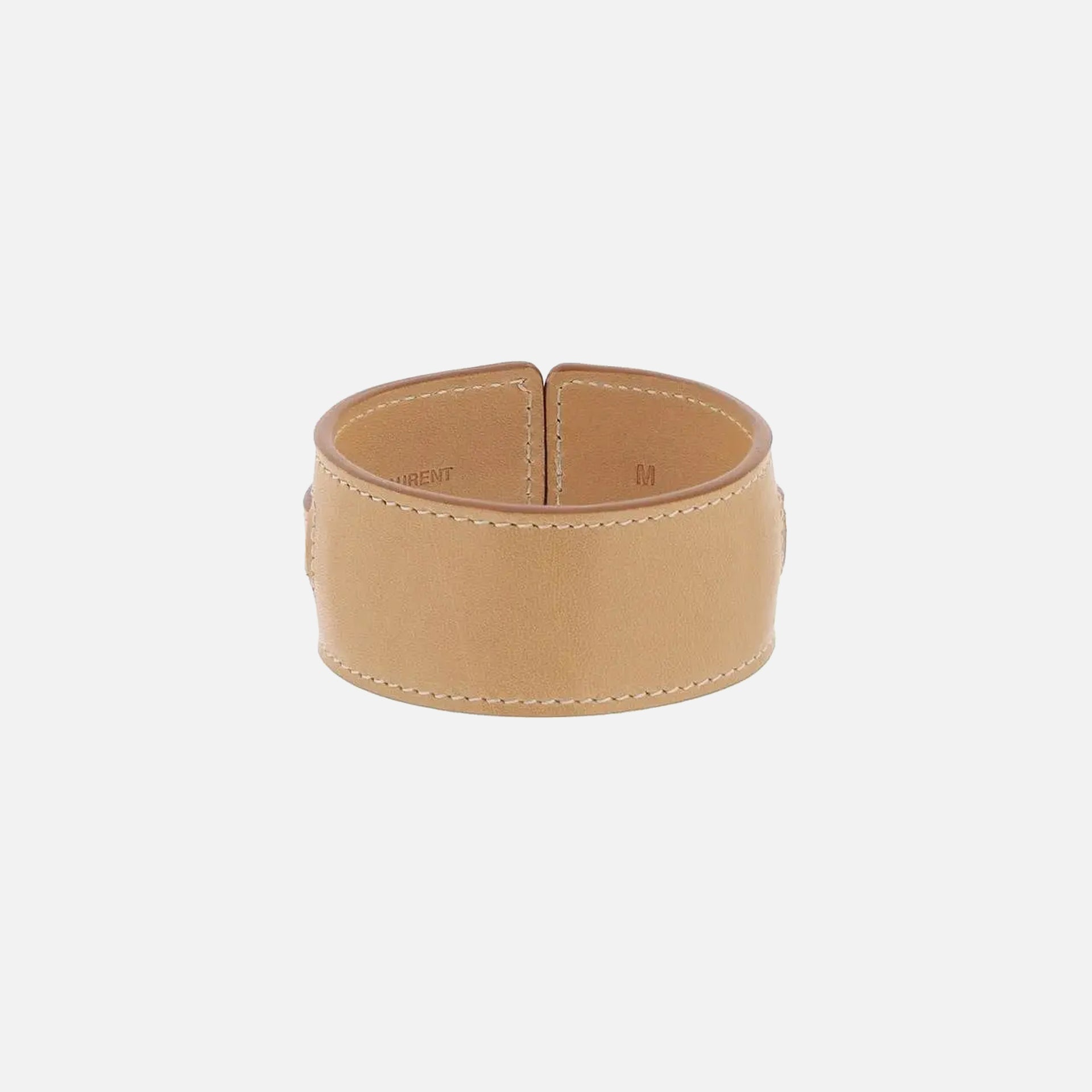 Saint Laurent YSL Leather Bracelet - Vintage Brown Gold