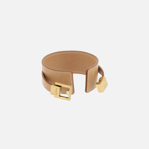 Saint Laurent YSL Leather Bracelet - Vintage Brown Gold