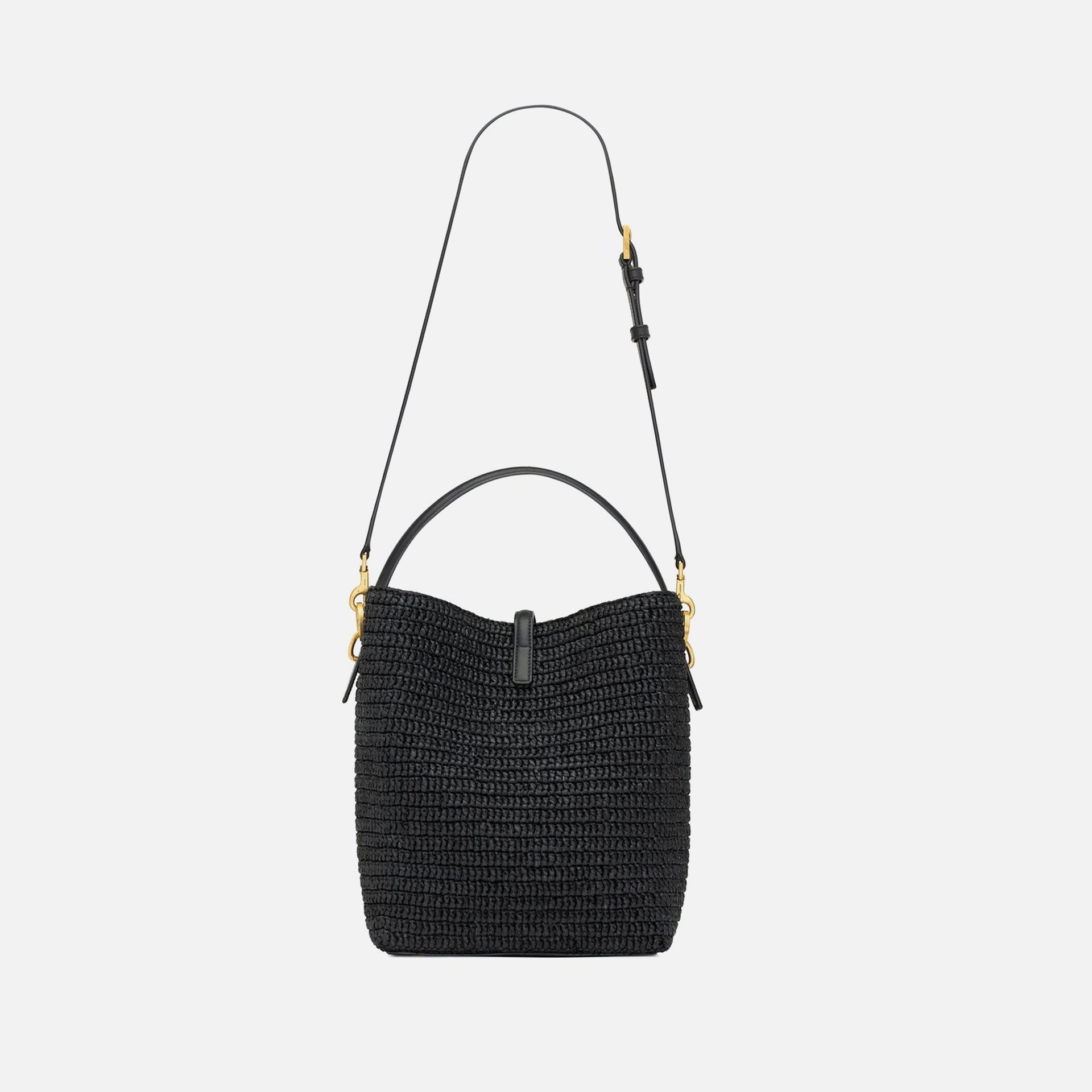 Saint Laurent YSL Le 37 M Raffia Bag - Nero