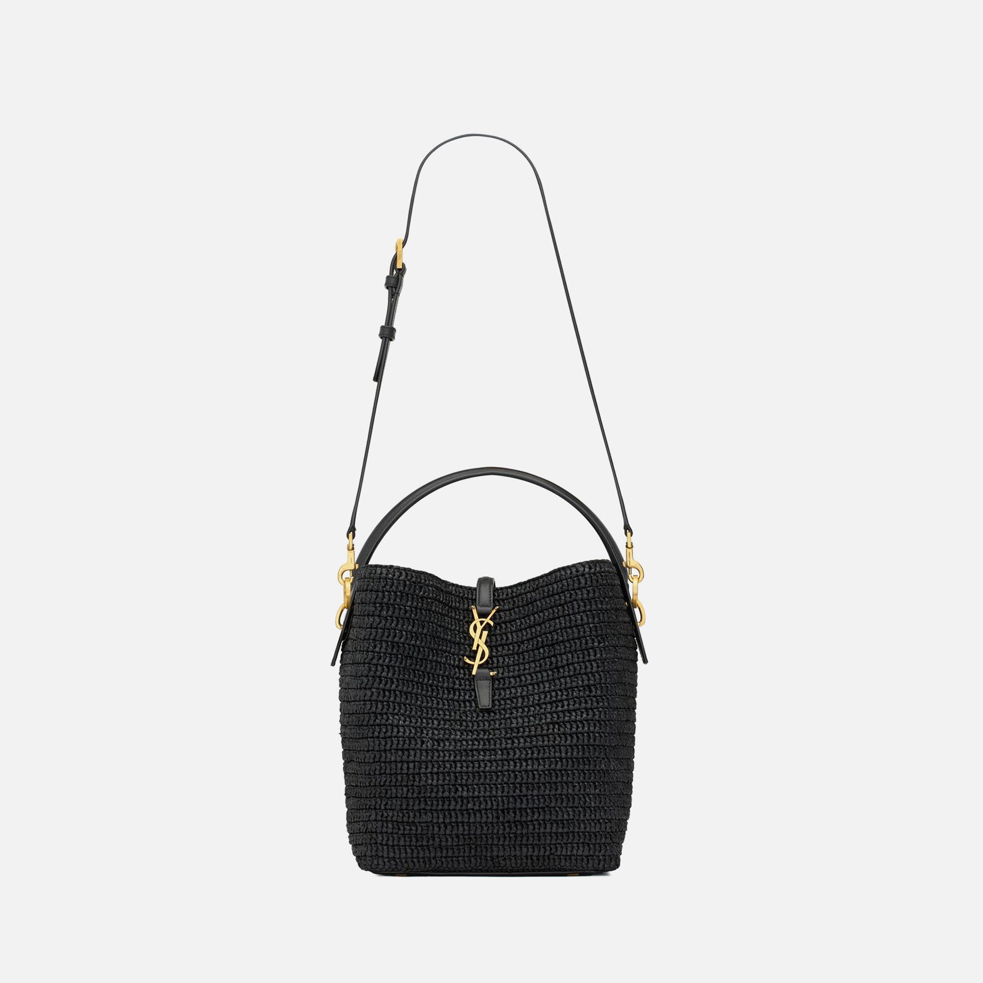 SAINT LAURENT ラッフルラッフスカト 821419Y4K50 8490 Saint Laurent YSL Cesto Fludio Raffia Tote - Nero – Kith