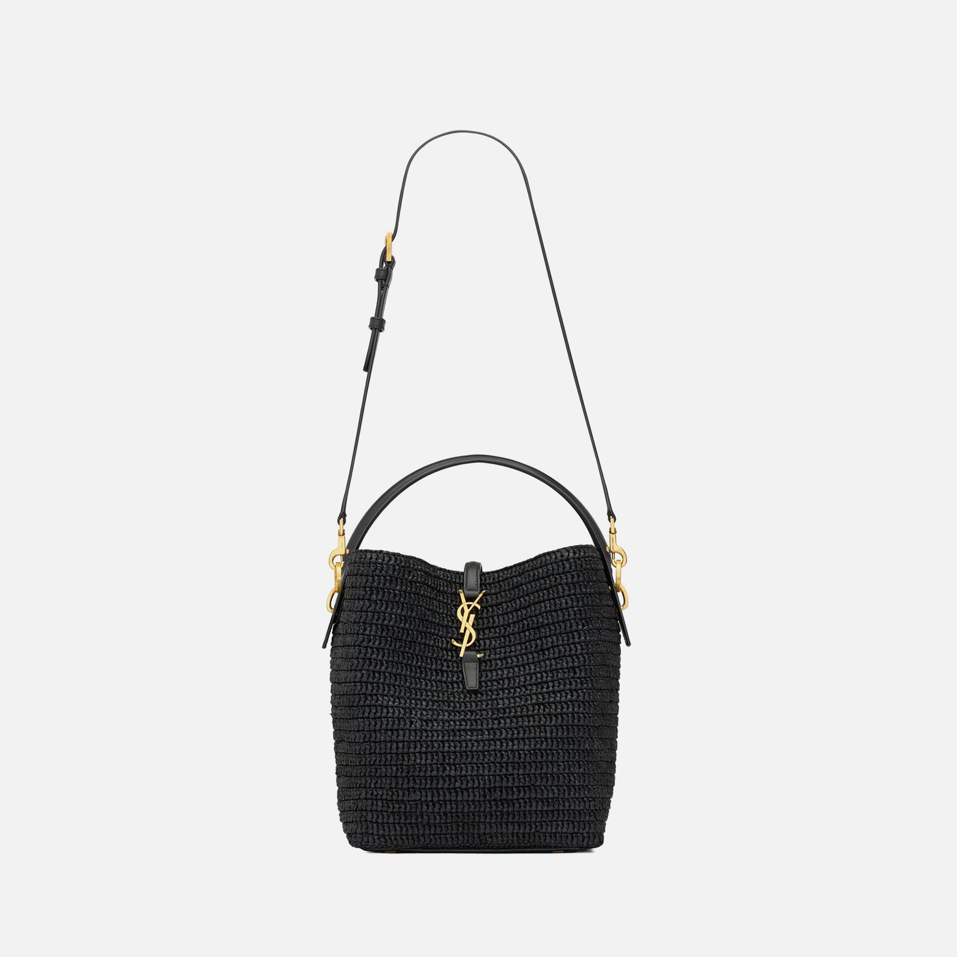 Saint Laurent YSL Le 37 M Raffia Bag - Nero