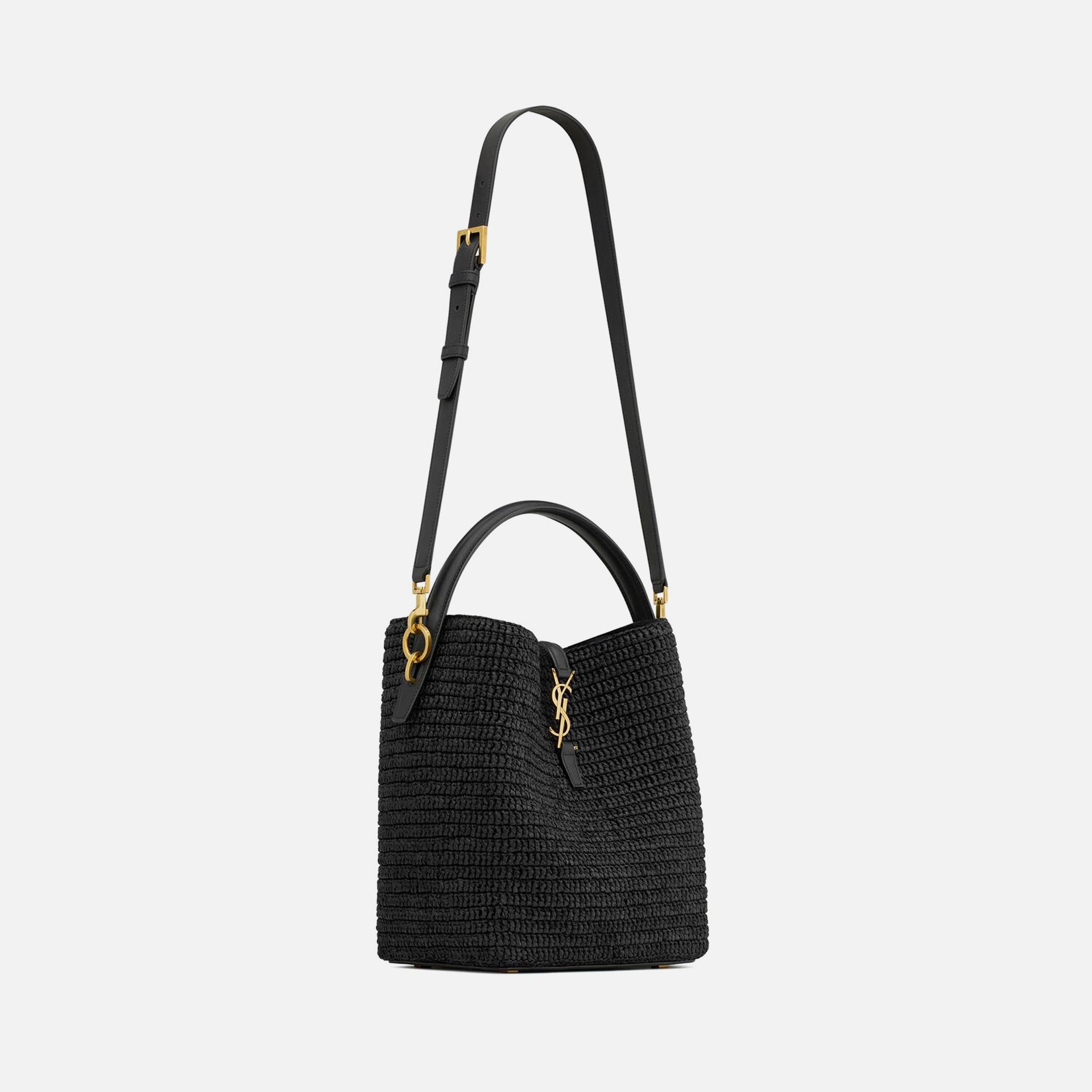 Saint Laurent YSL Le 37 M Raffia Bag - Nero