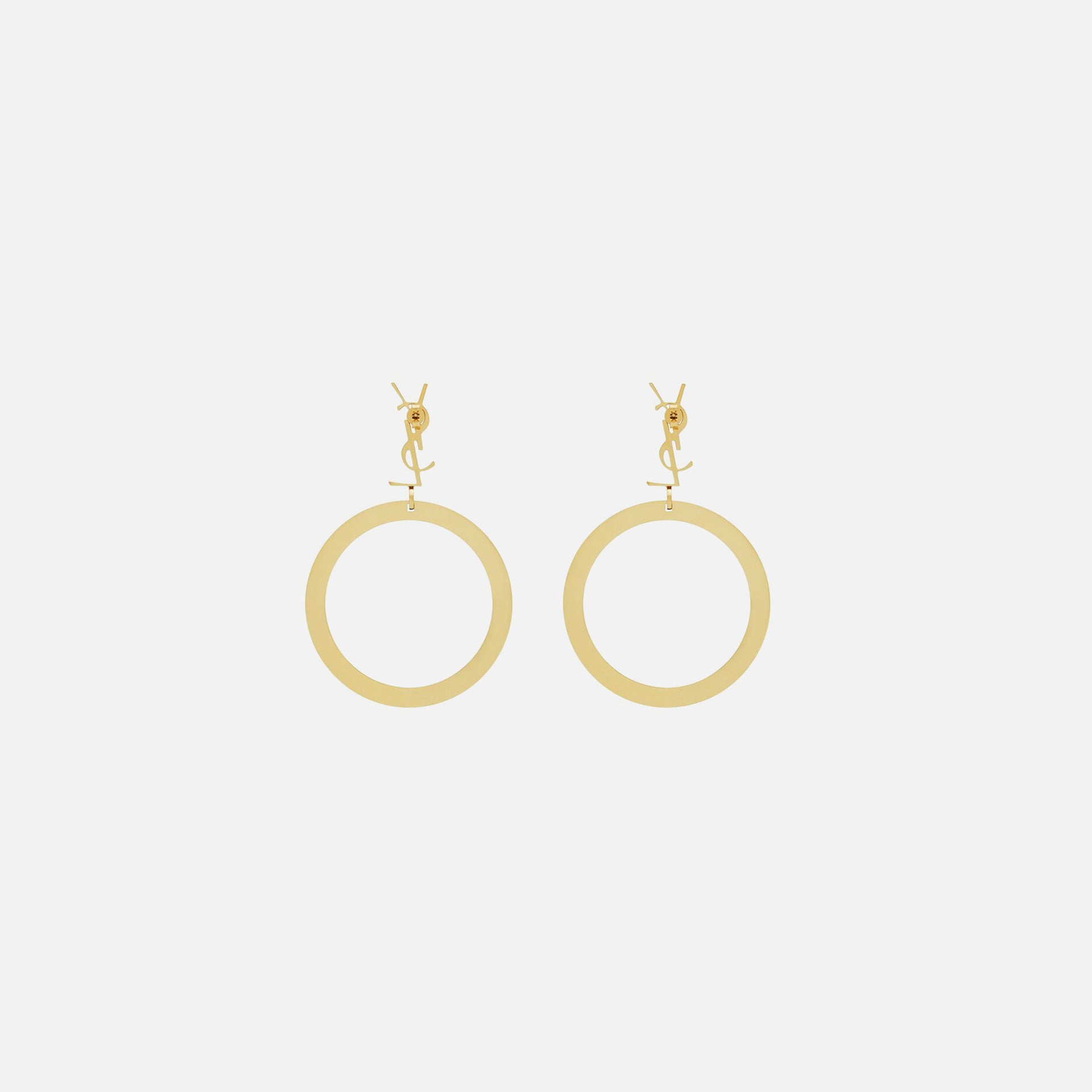 Saint Laurent Cassandre YS Hoop Earrings - Yellow Gold