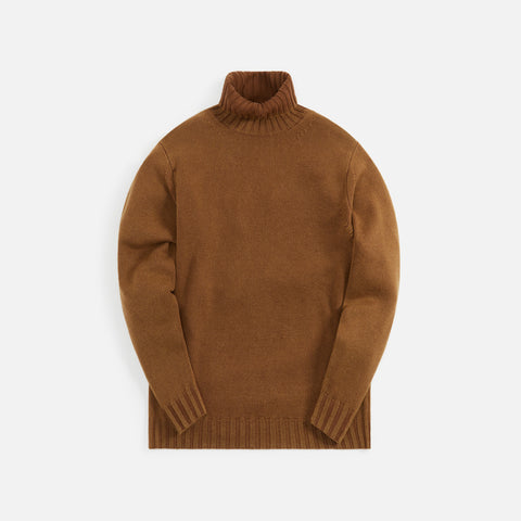 Auralee Washed French Merino Knit Turtleneck - Brown