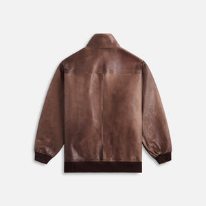 Auralee Heavy Lamb Leather Zip Blouson - Dark Brown