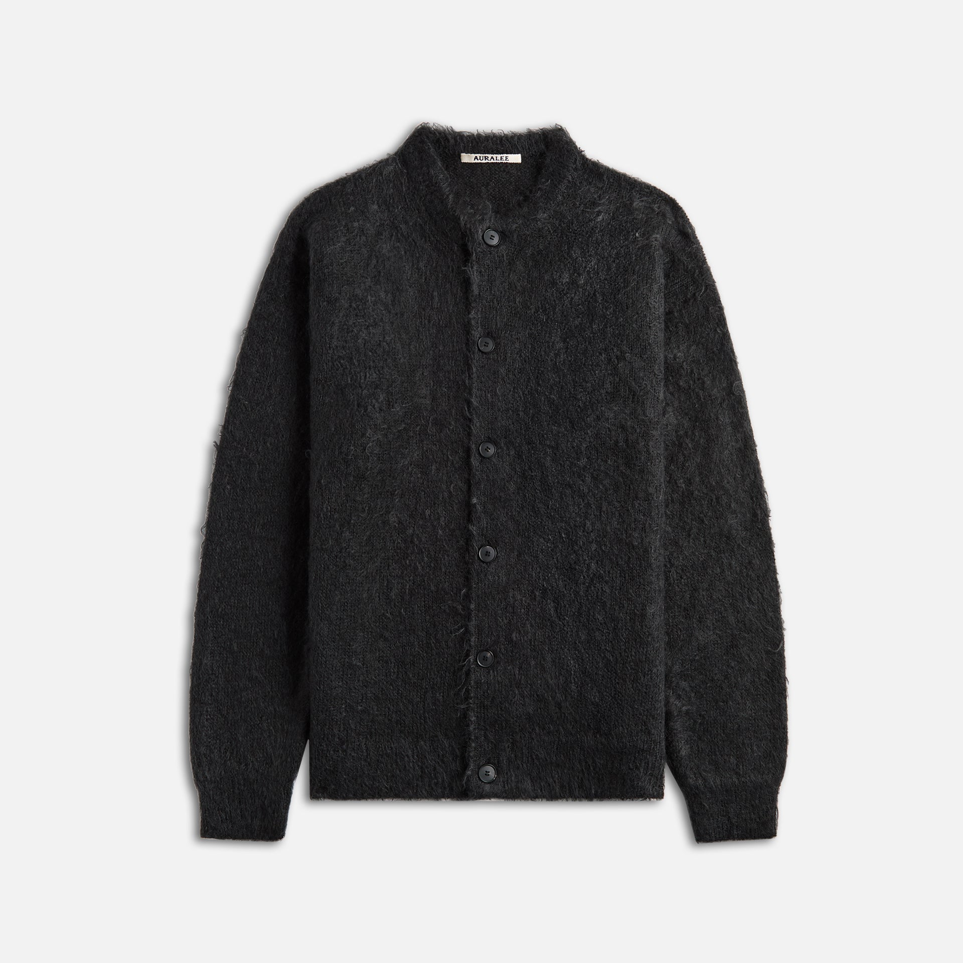 Auralee Brushed Super Kid Mohair Knit Cardigan - Ink Black