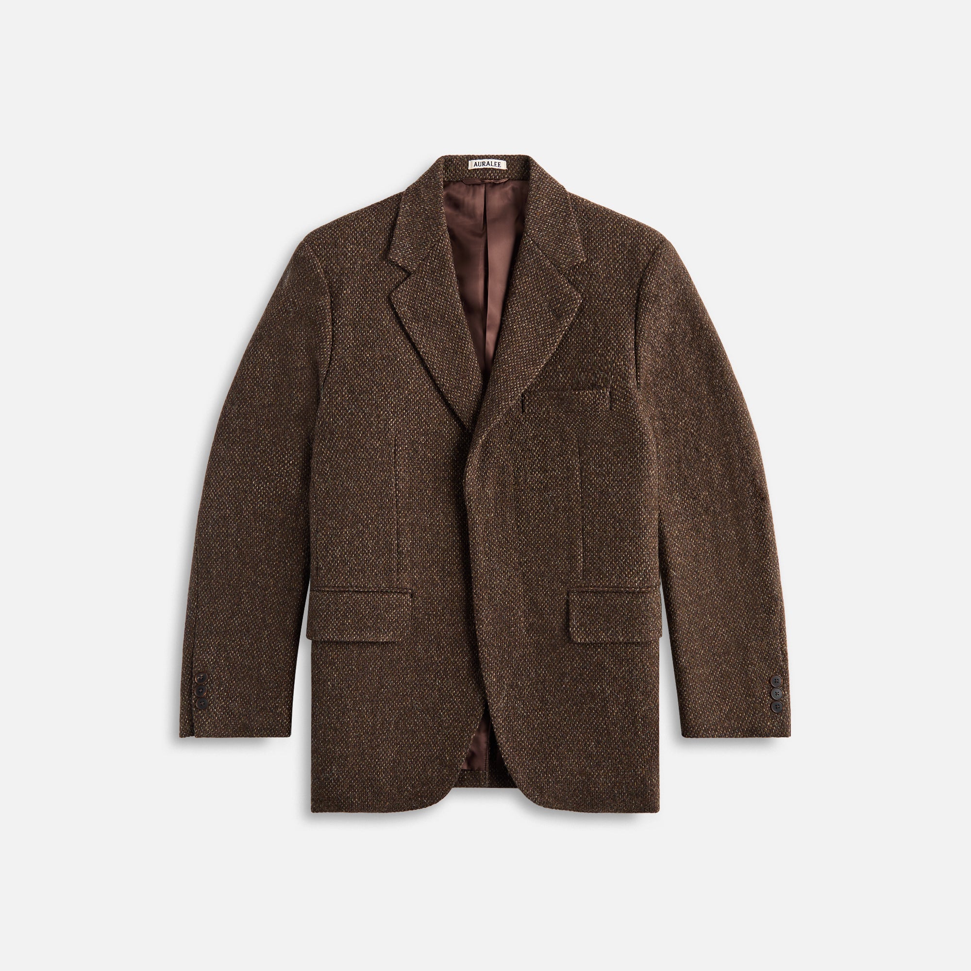 Auralee Lama Shetland Wool Tweed Over Jacket - Khaki Tweed – Kith