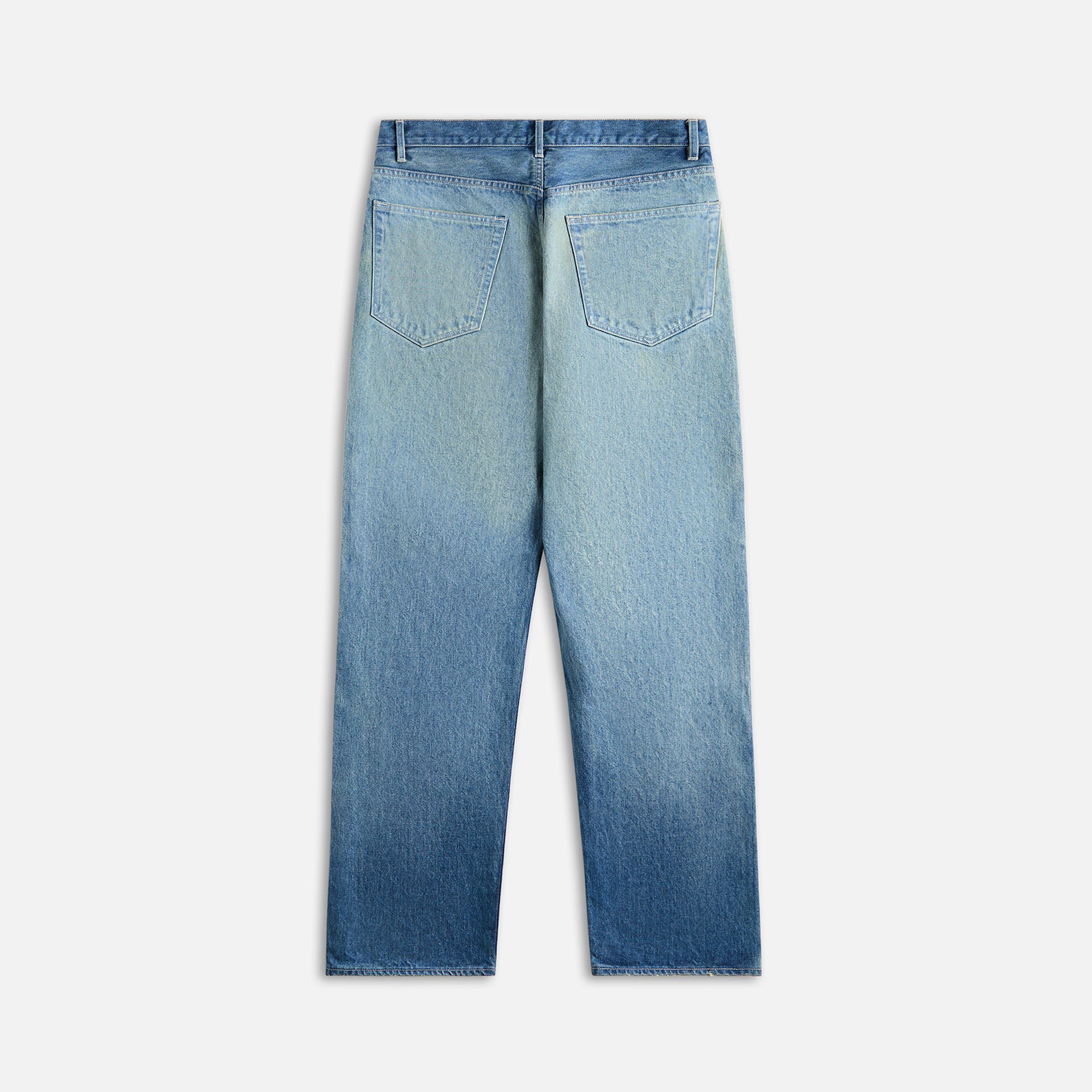 Auralee Selvedge Faded Heavy Denim Wide Pants - Faded Indigo