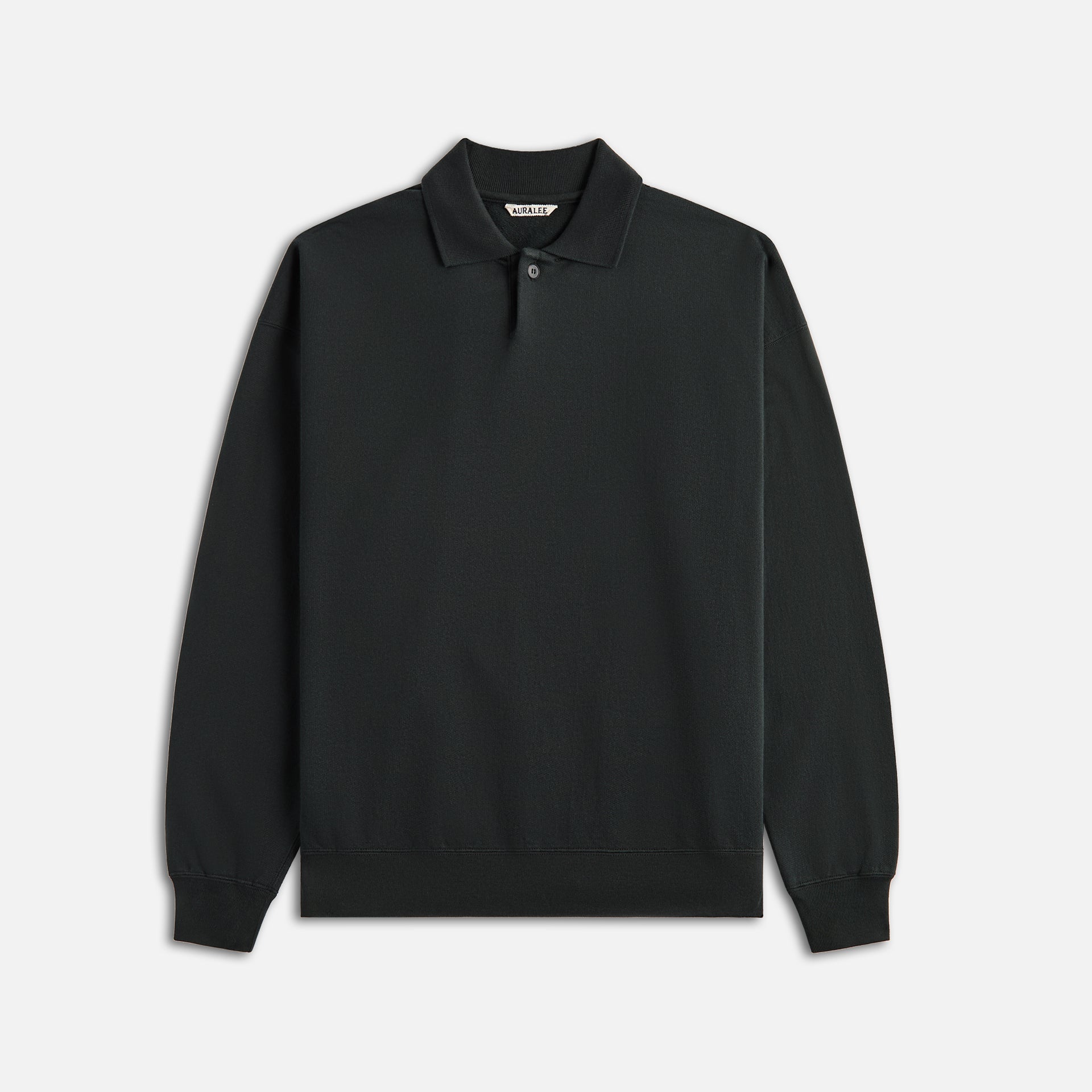 Auralee Pima Light Sweat Polo - Black