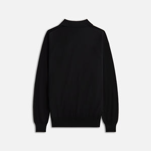 Auralee Cashmere Silk Wool Knit Polo - Black